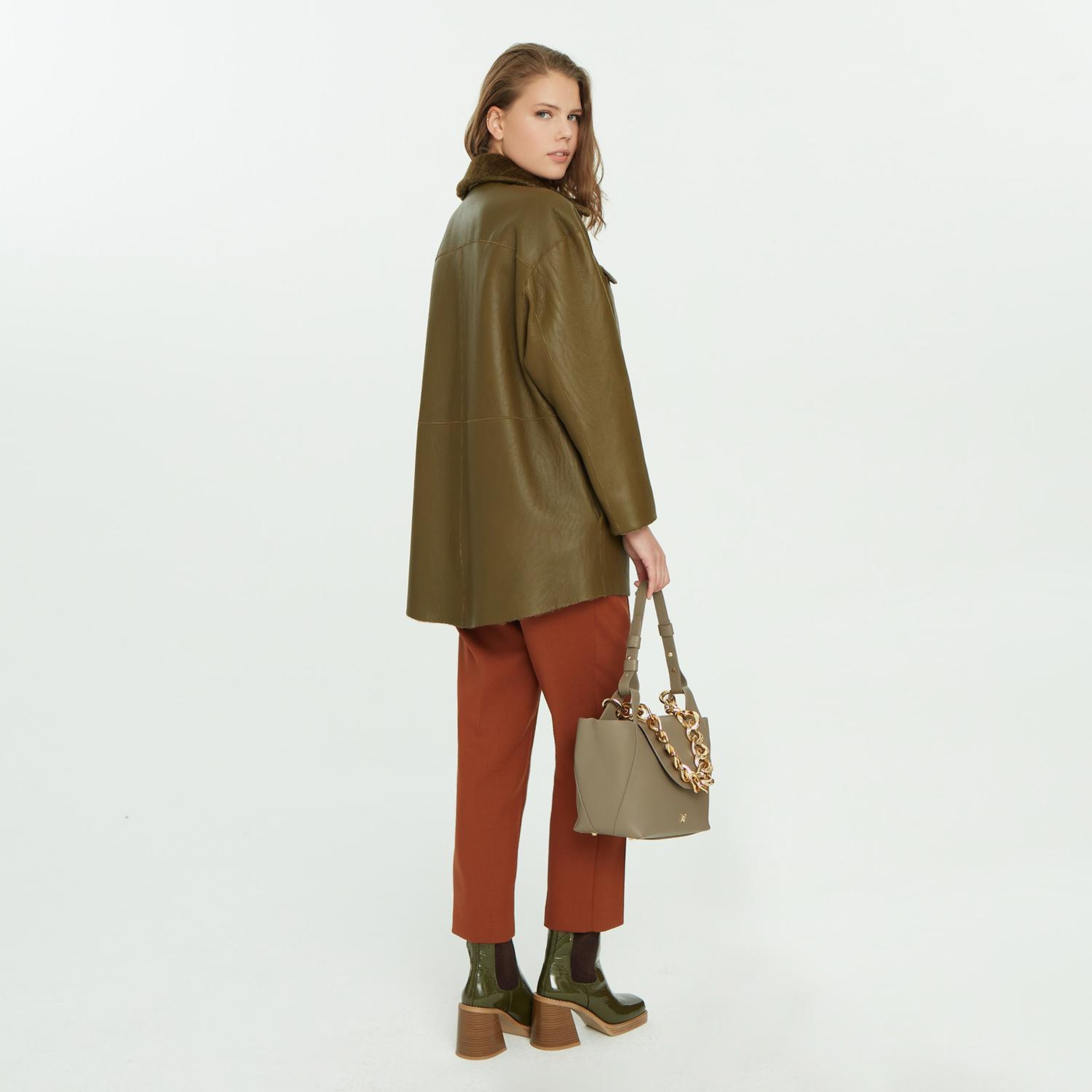 Chayan Yeşil Kadın Çift Taraflı Gömlek