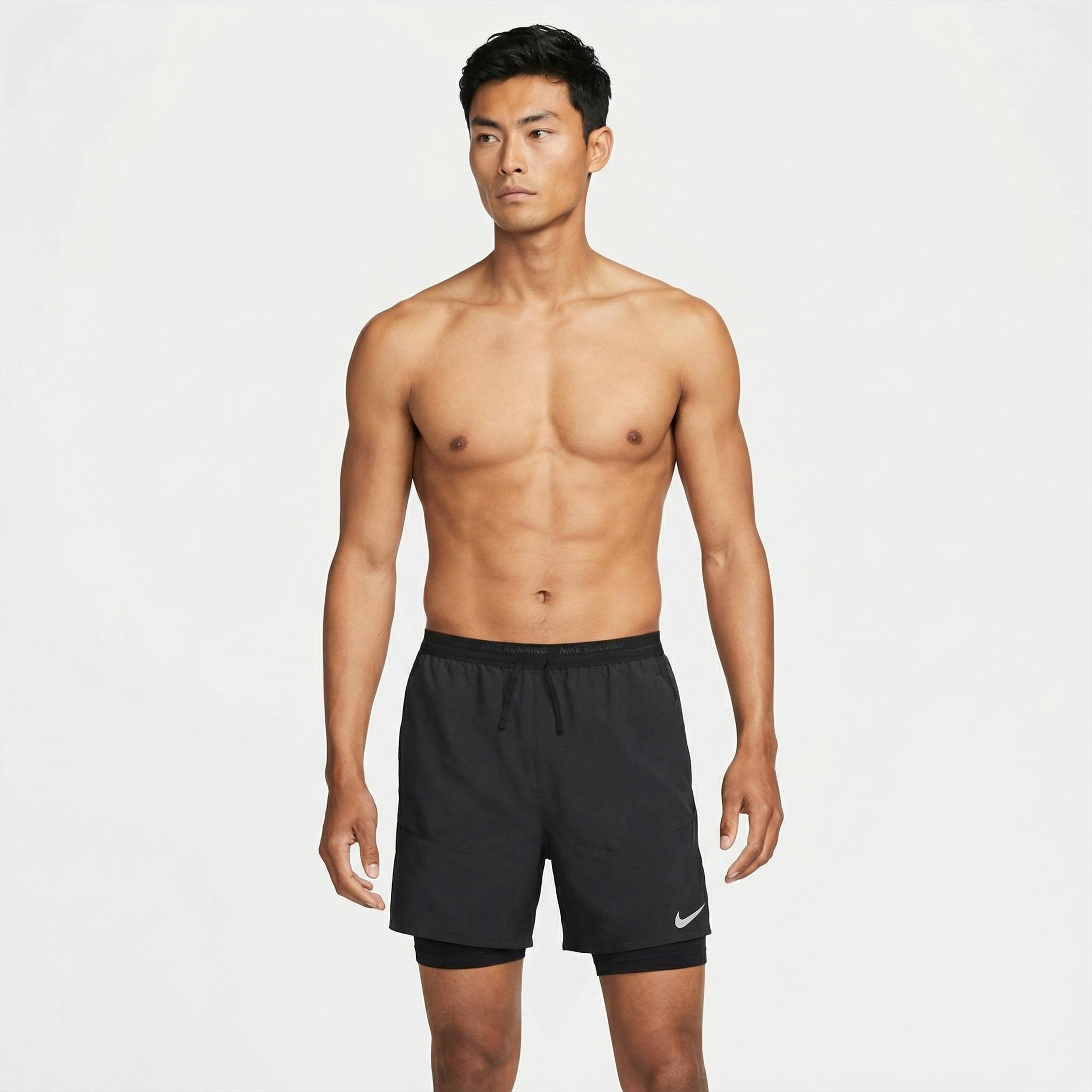 Nike Dri-Fit Stride 13 cm Hybrid Erkek Siyah Şort