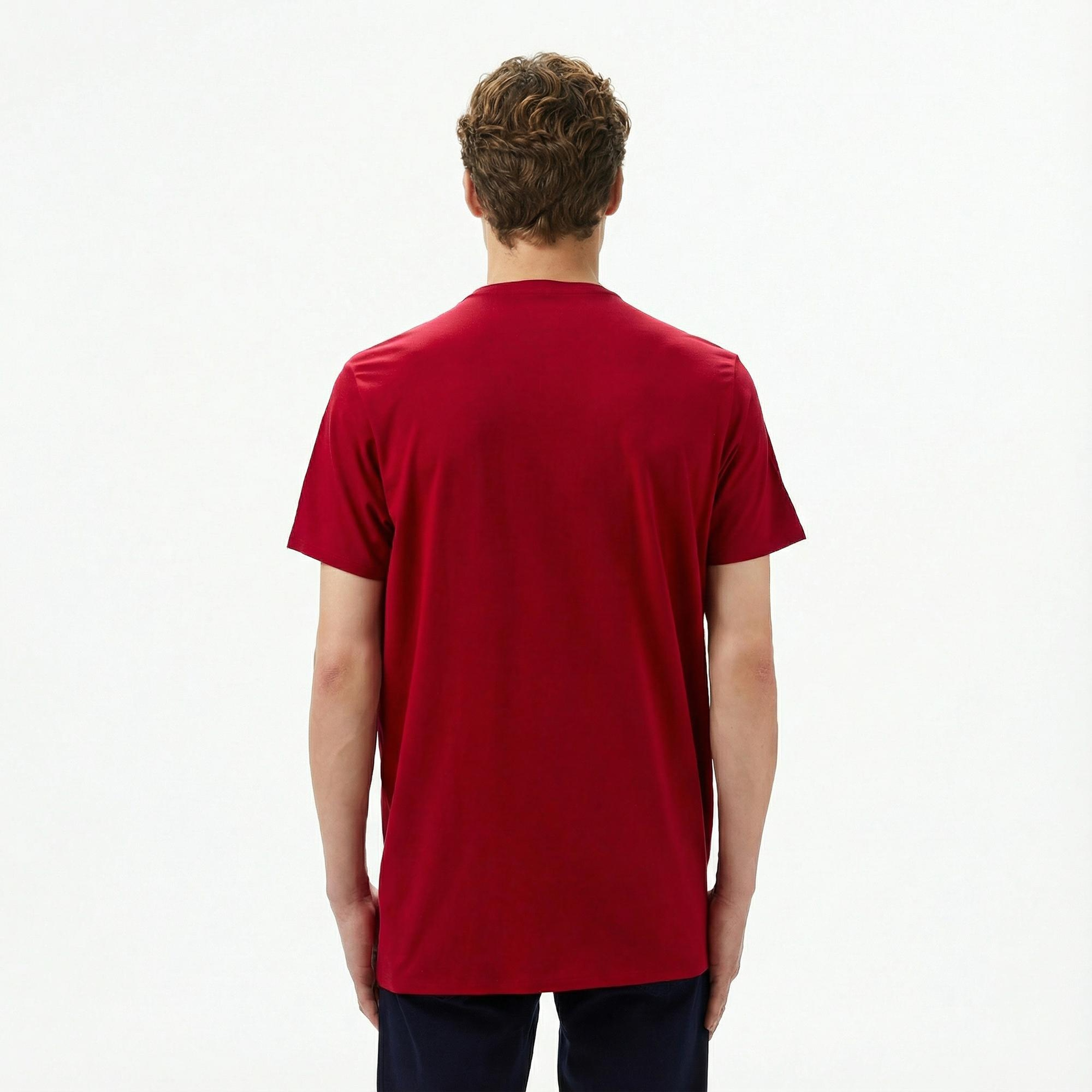 Lacoste Erkek Slim Fit Bisiklet Yaka Bordo T-Shirt