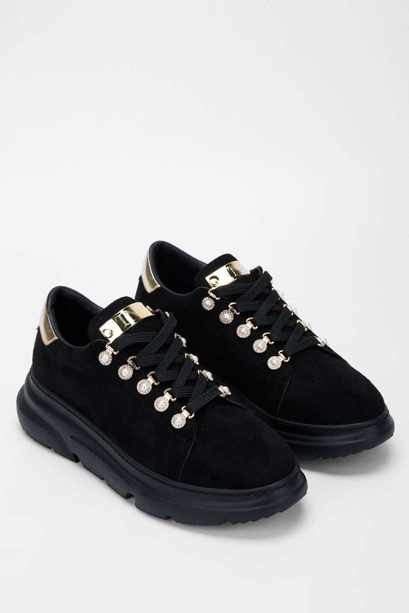 Tamer Tanca Kadın Vegan Siyah Süet Sneakers & Spor Ayakkabı