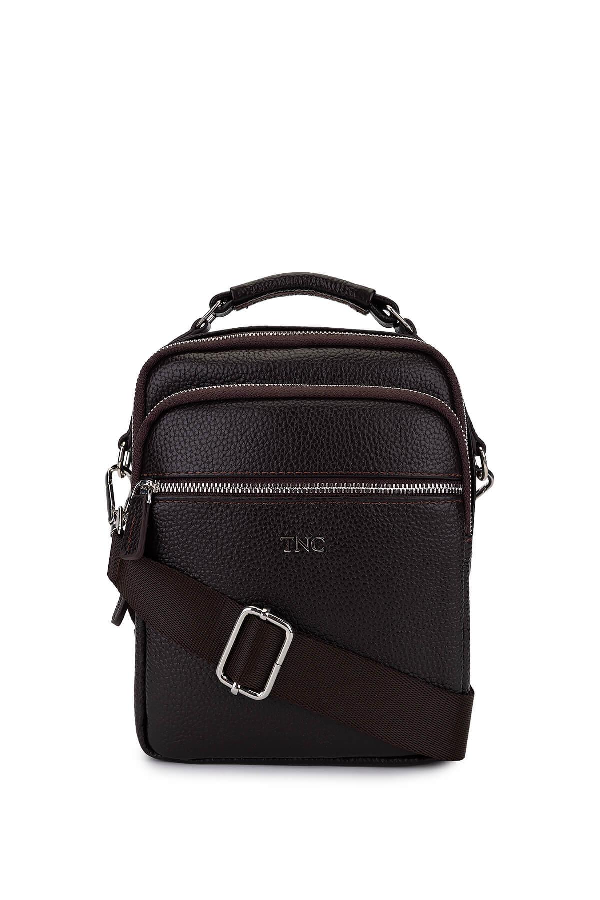 Tamer Tanca Erkek Hakiki Deri Kahverengi El Çantası