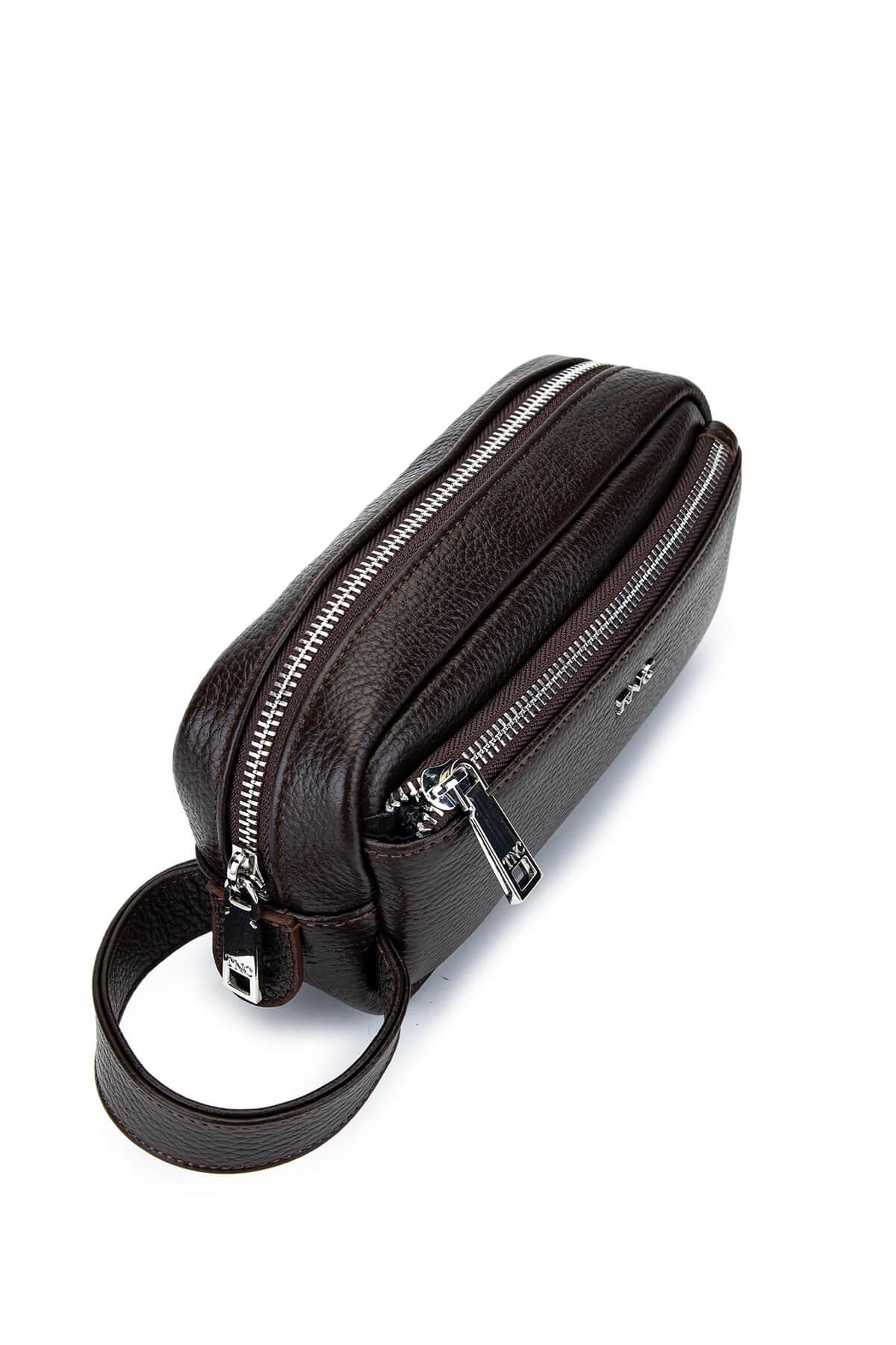 Tamer Tanca Erkek Hakiki Deri Kahverengi El Çantası