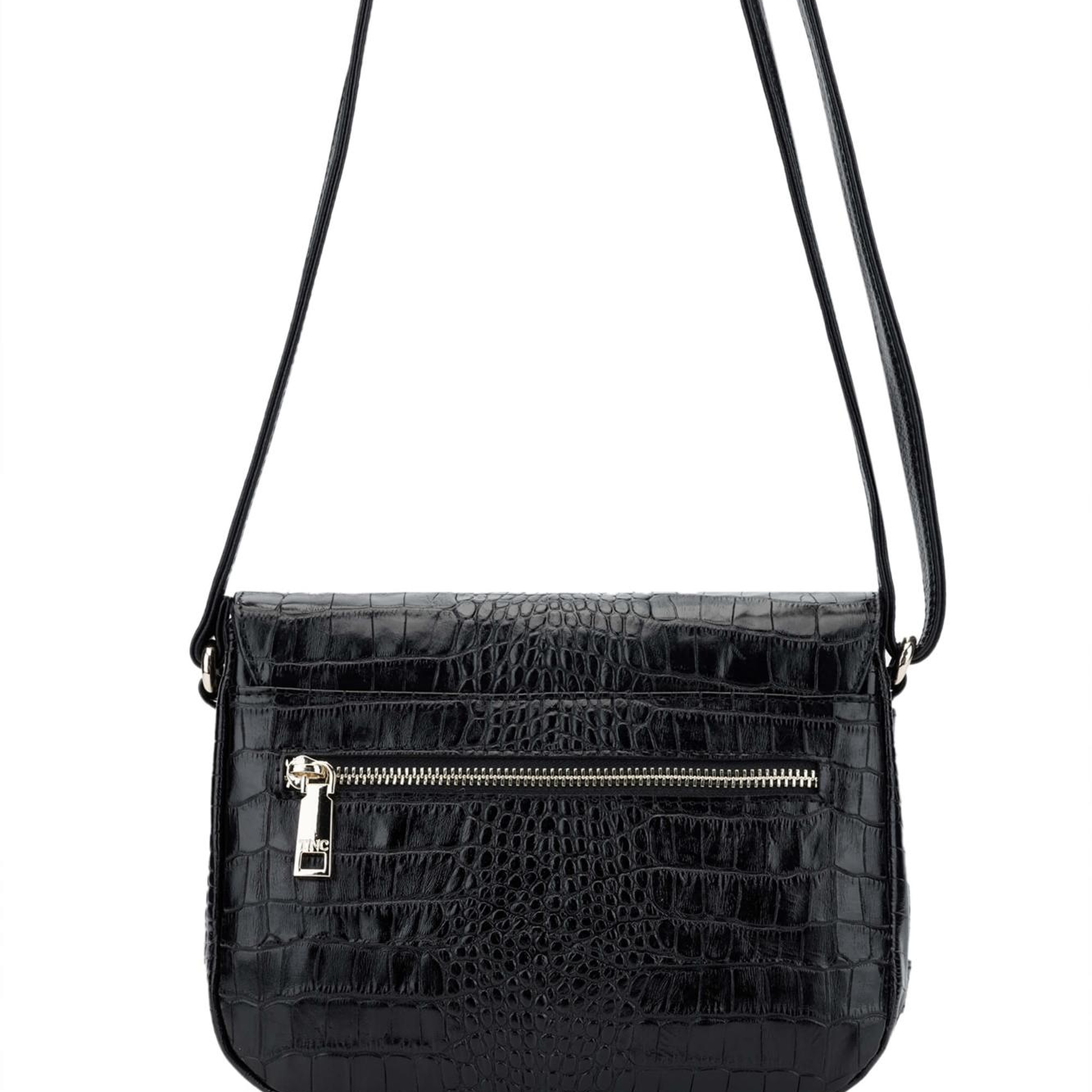 Tamer Tanca Kadın Hakiki Deri Siyah Kroko Postacı Çanta