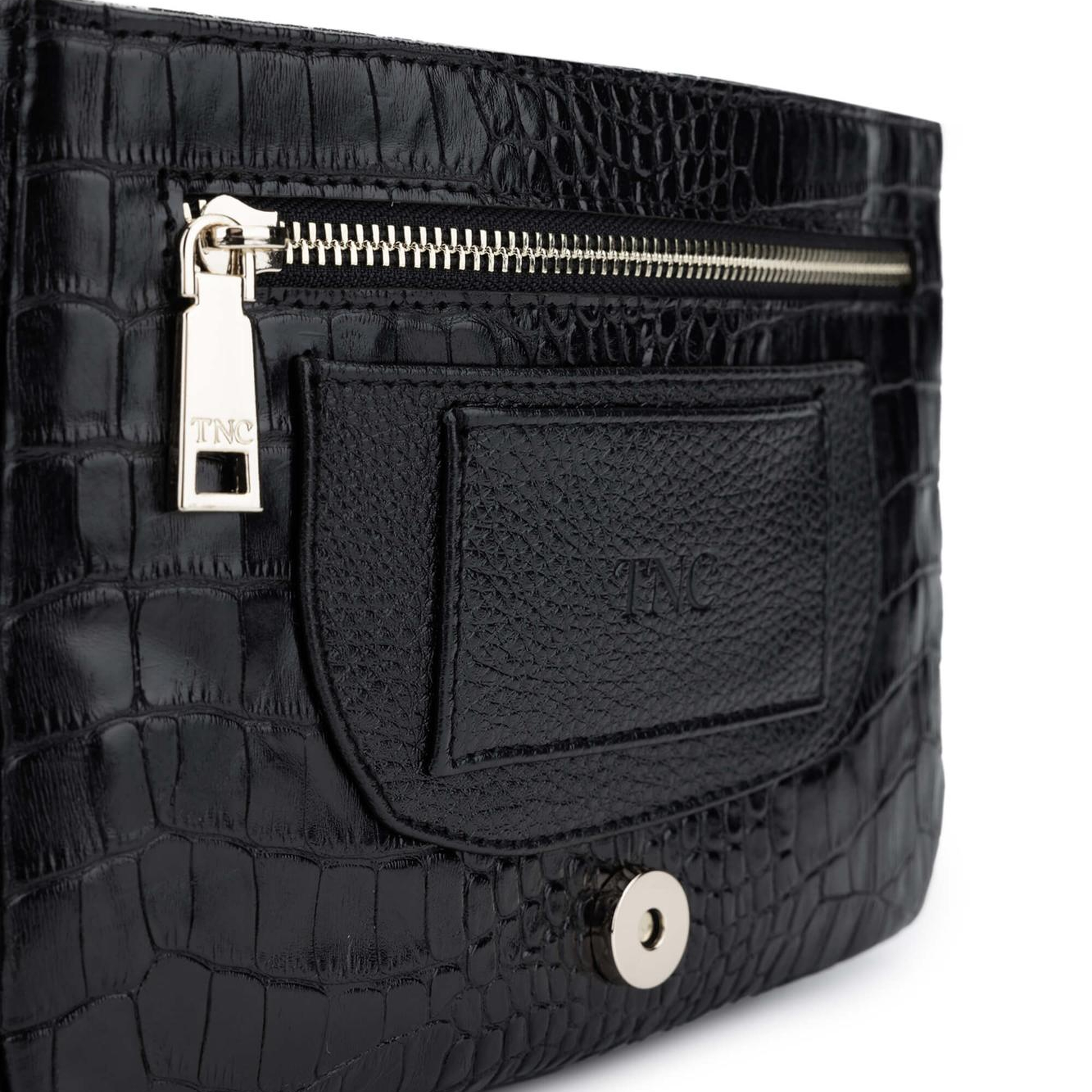 Tamer Tanca Kadın Hakiki Deri Siyah Kroko Postacı Çanta