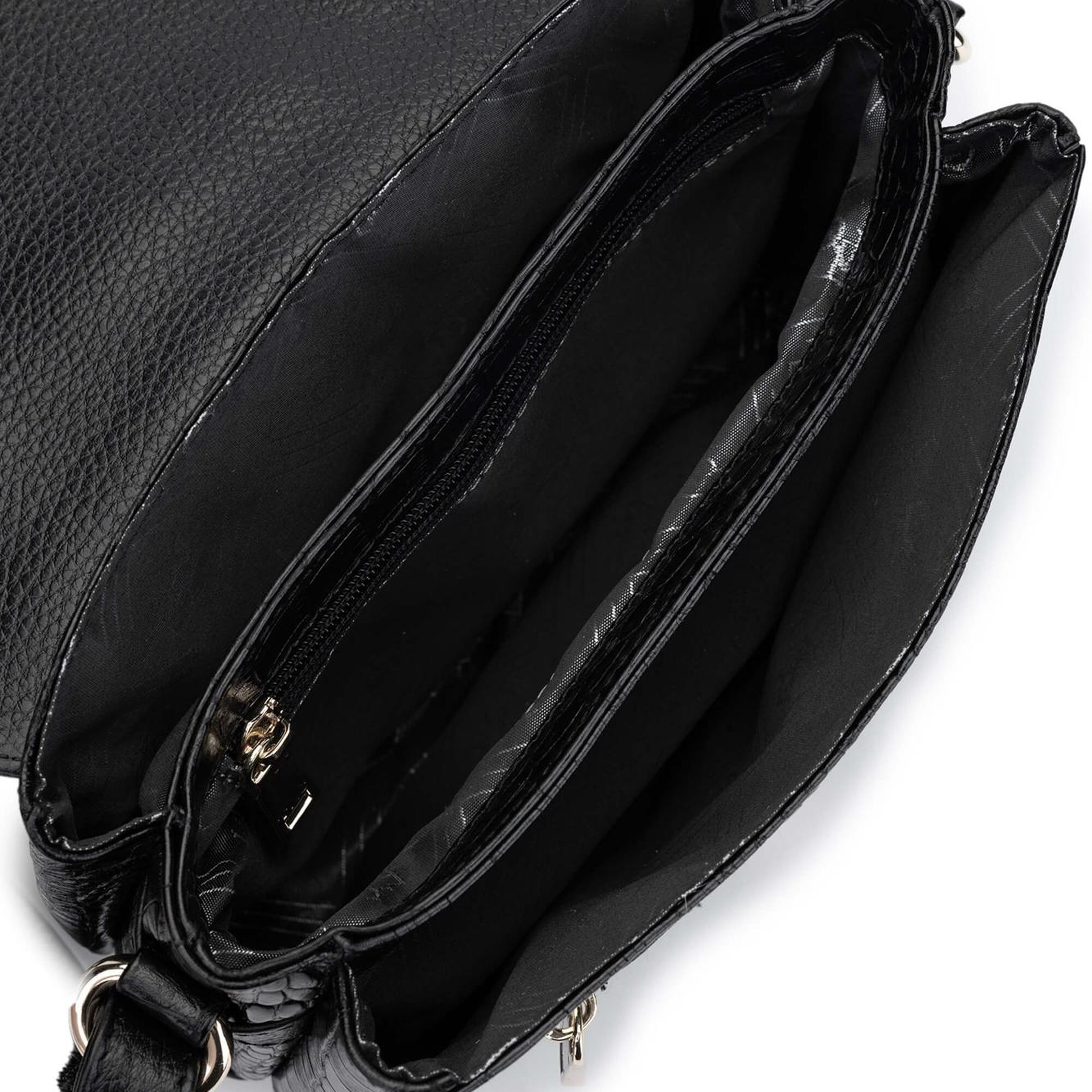 Tamer Tanca Kadın Hakiki Deri Siyah Kroko Postacı Çanta