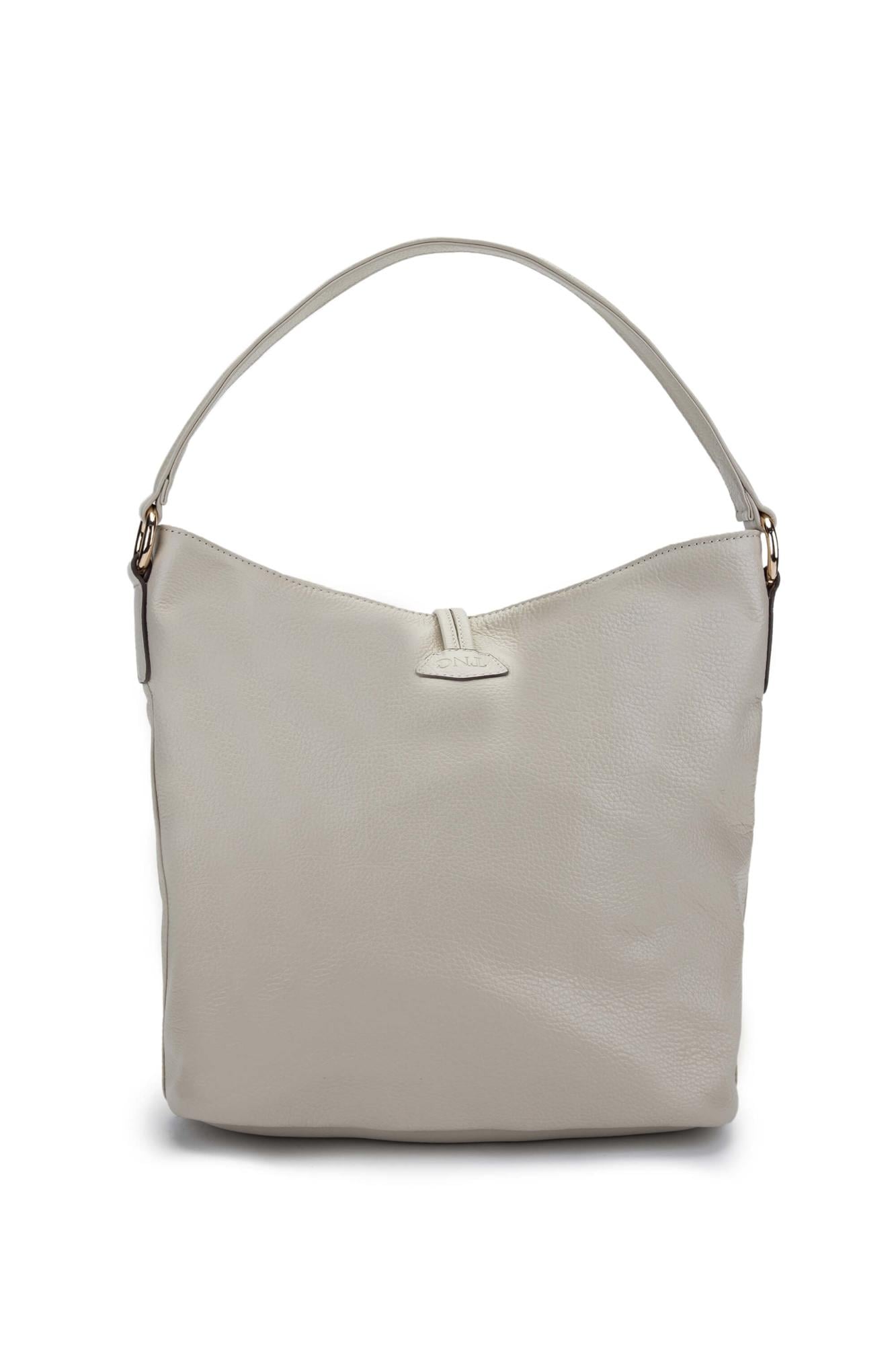 Tamer Tanca Kadın Hakiki Deri Bej Omuz Çanta