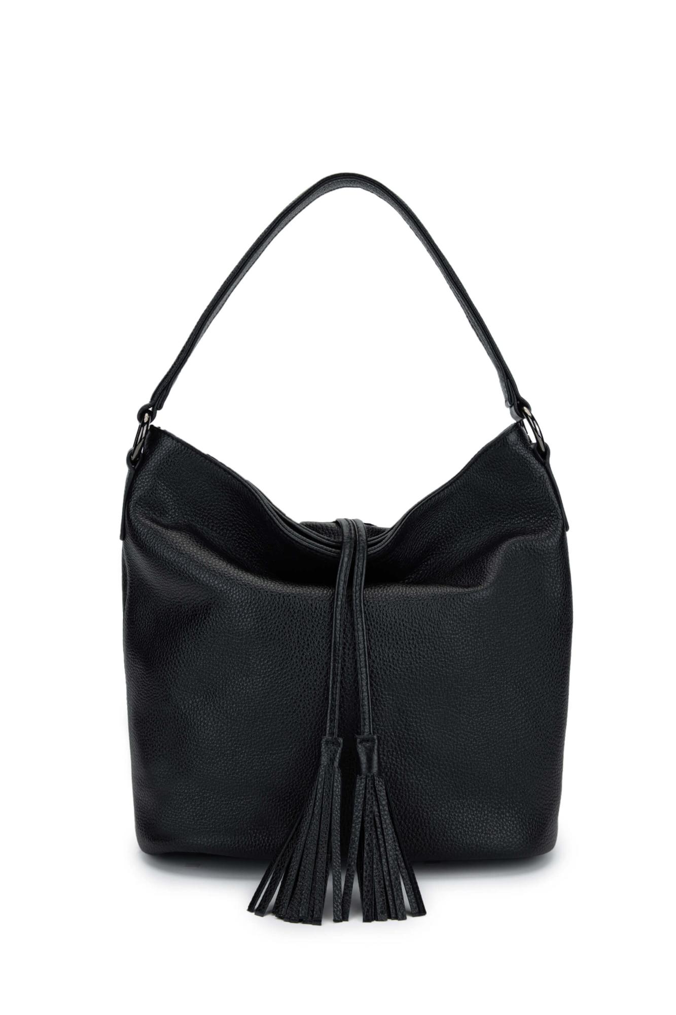 Tamer Tanca Kadın Hakiki Deri Siyah Omuz Çanta