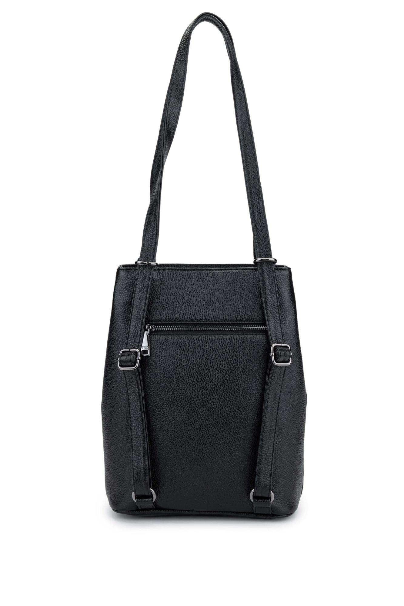 Tamer Tanca Kadın Hakiki Deri Siyah Sırt & Omuz Çantası