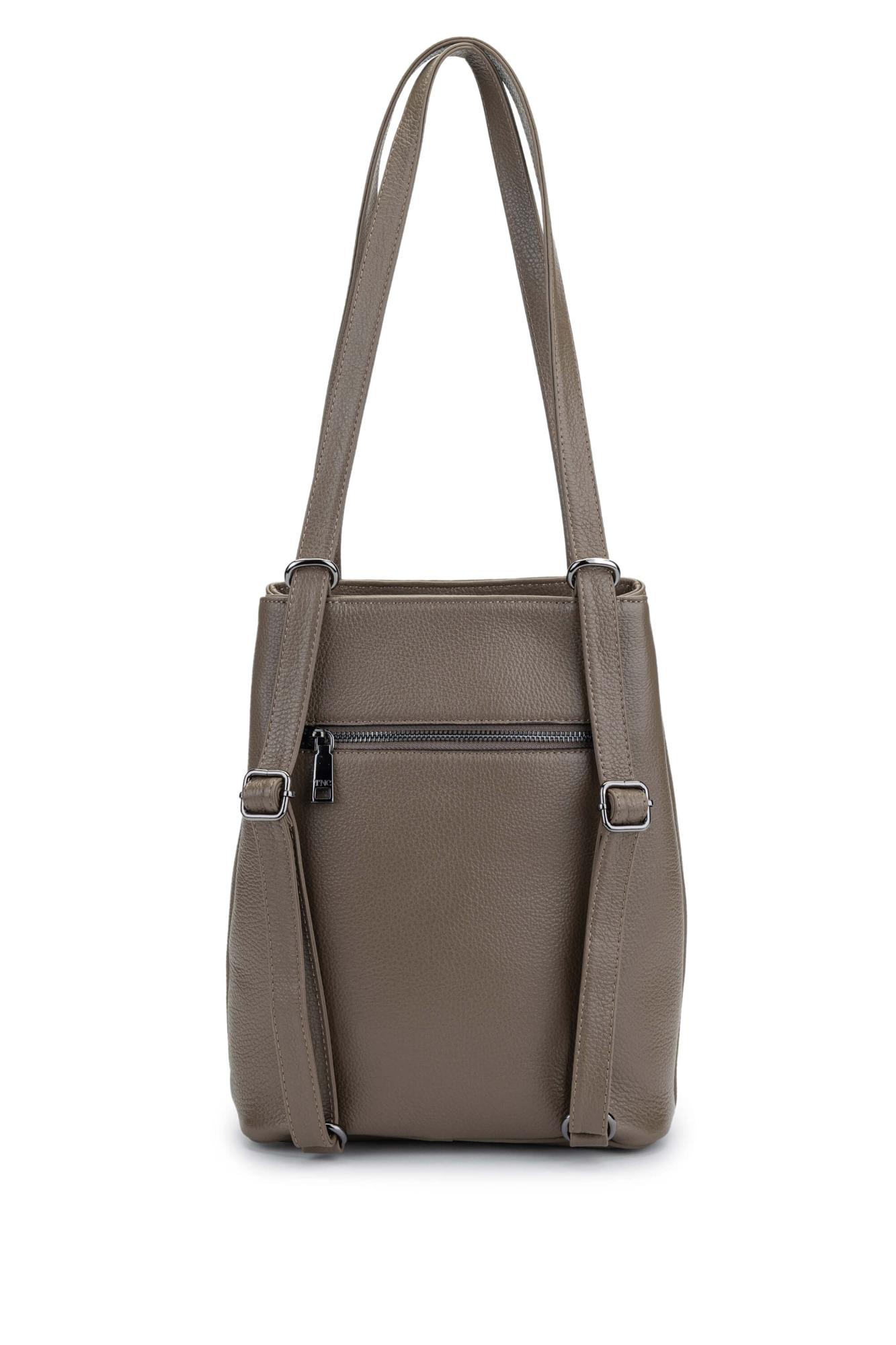 Tamer Tanca Kadın Hakiki Deri Bej Sırt & Omuz Çantası