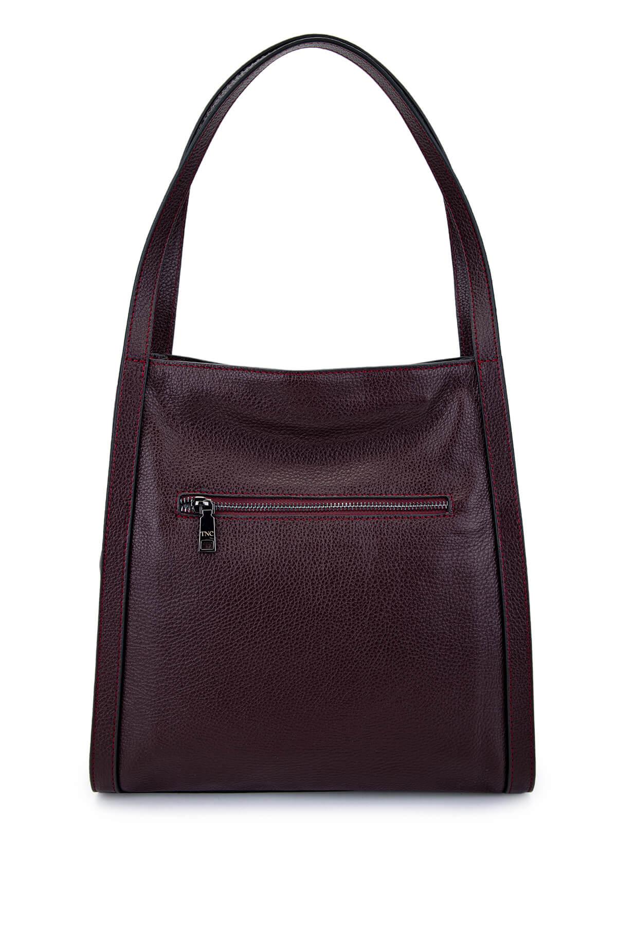 Tamer Tanca Kadın Hakiki Deri Bordo Omuz Çanta