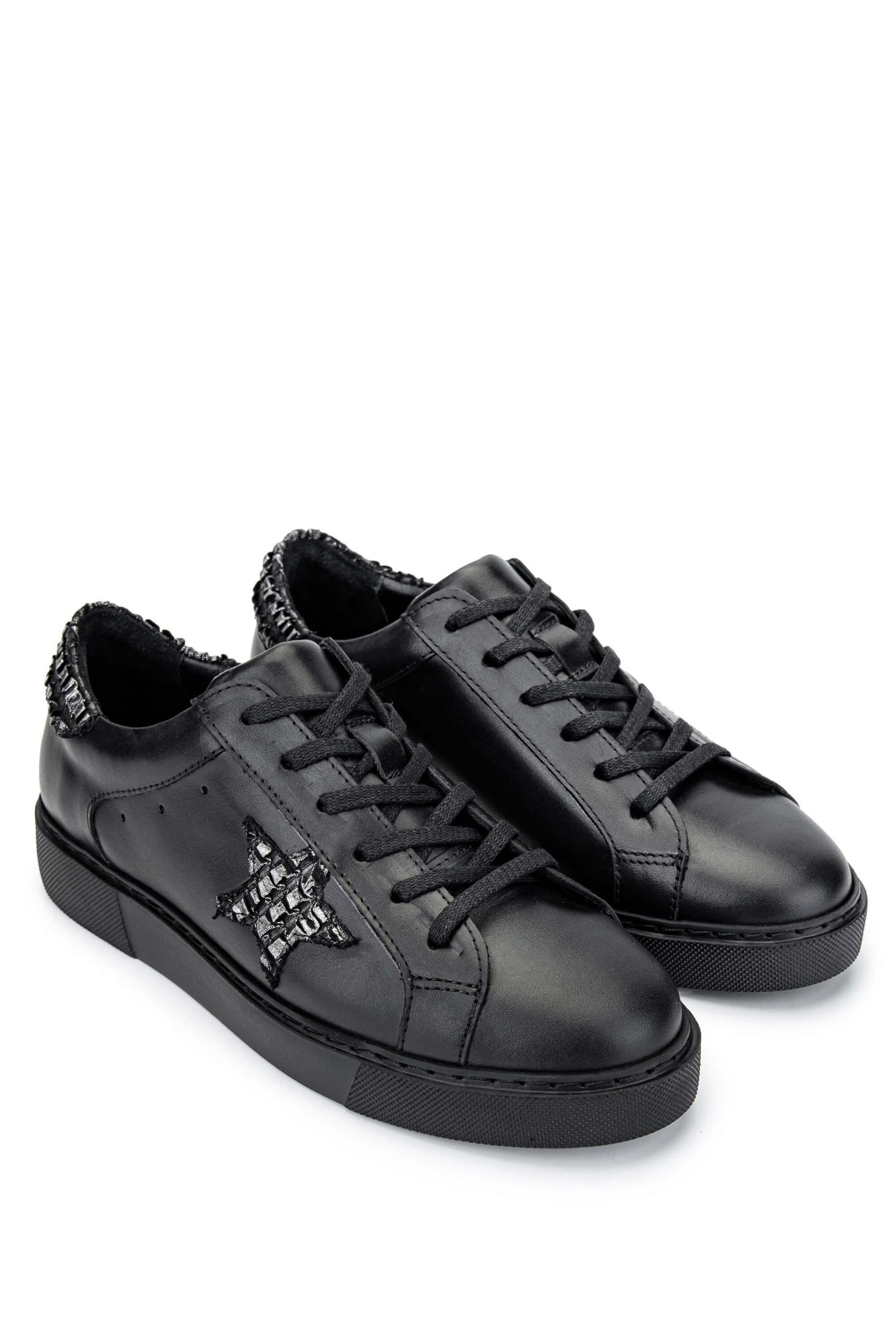 Tamer Tanca Kadın Hakiki Deri Siyah Deri Sneakers & Spor Ayakkabı