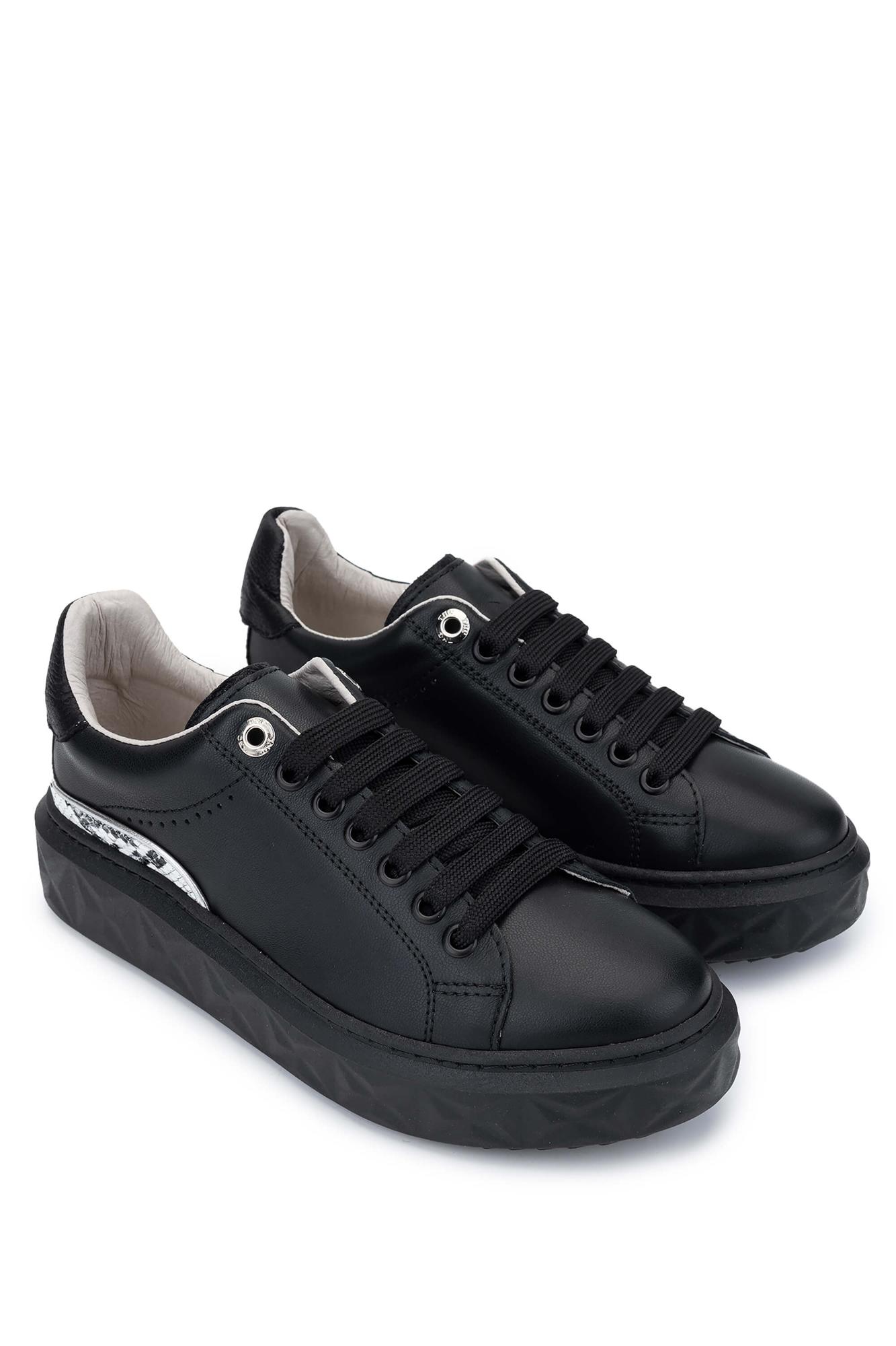 Tamer Tanca Kadın Hakiki Deri Siyah Sneakers & Spor Ayakkabı