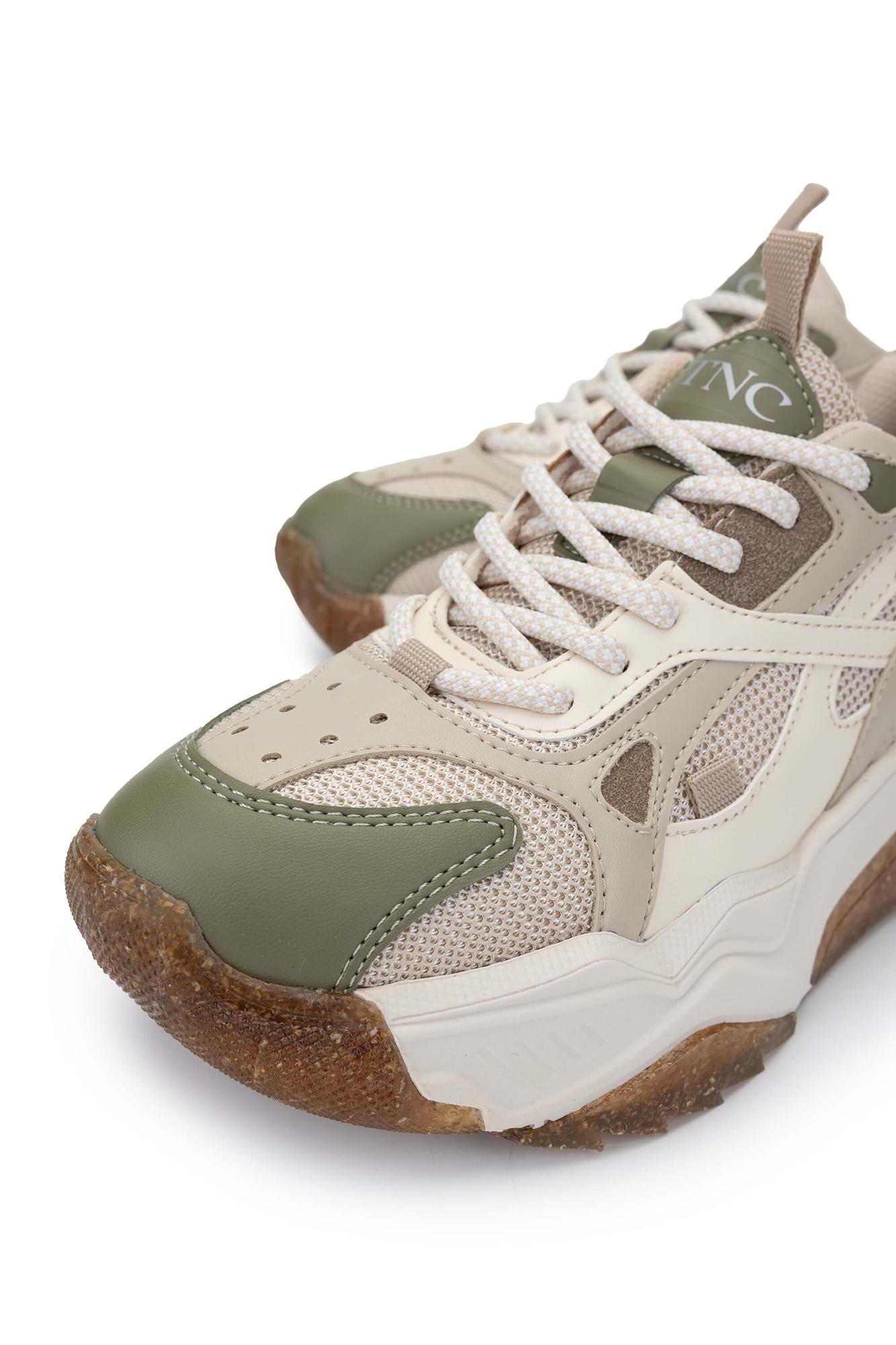 Tamer Tanca Kadın Vegan Beyaz/Haki Sneakers & Spor Ayakkabı