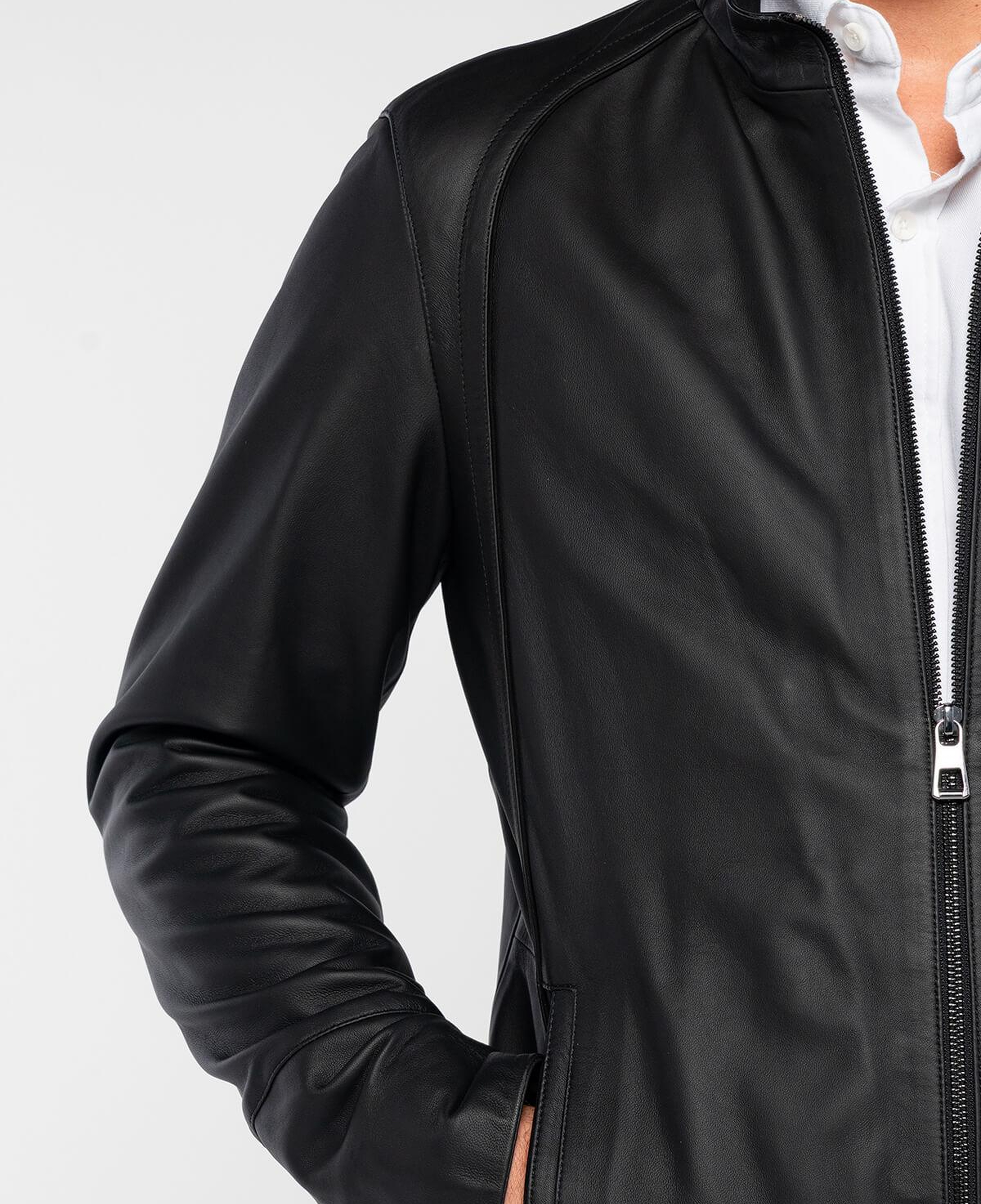 Tamer Tanca Erkek Hakiki Deri Siyah Deri Mont