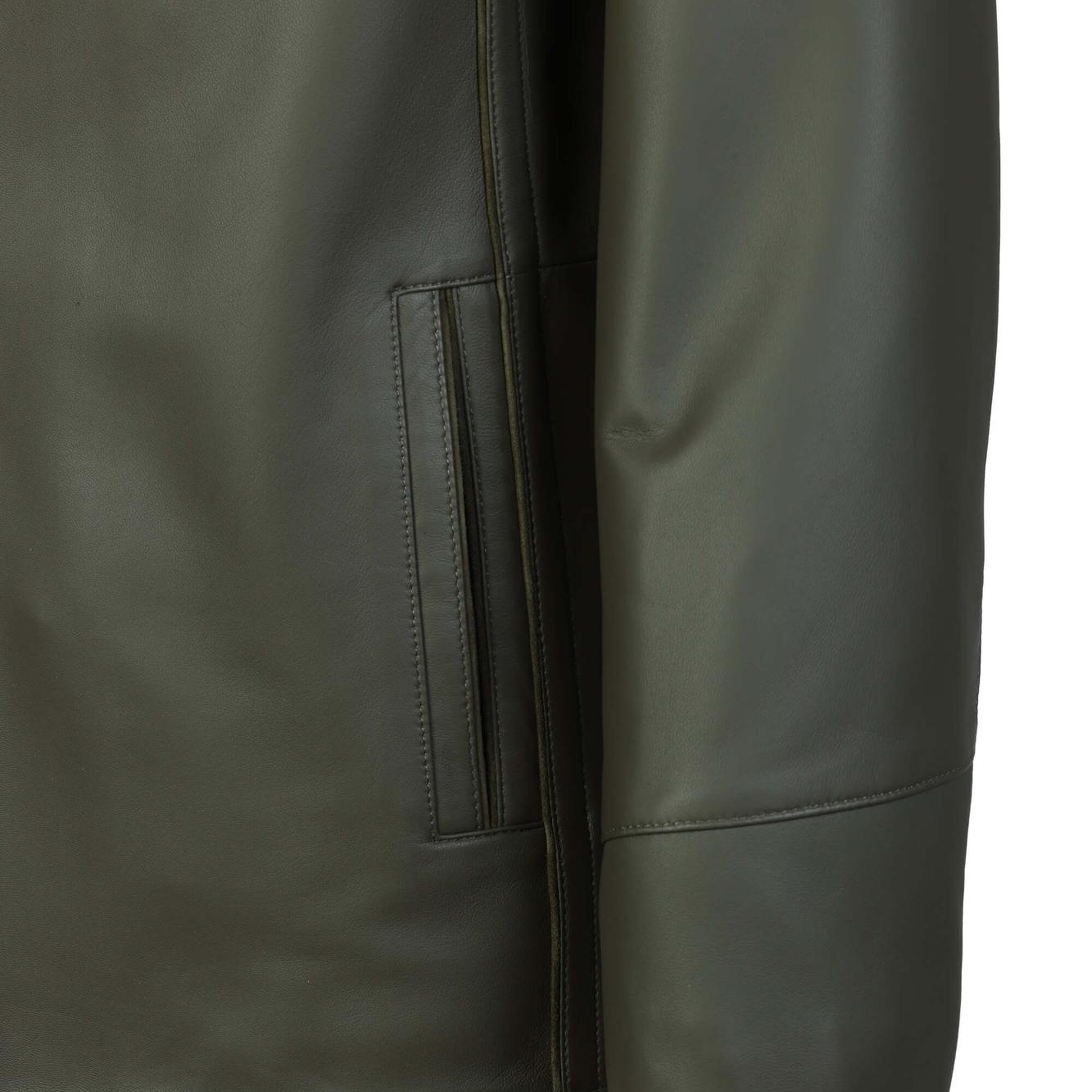 Tamer Tanca Erkek Hakiki Deri Yeşil Deri Mont