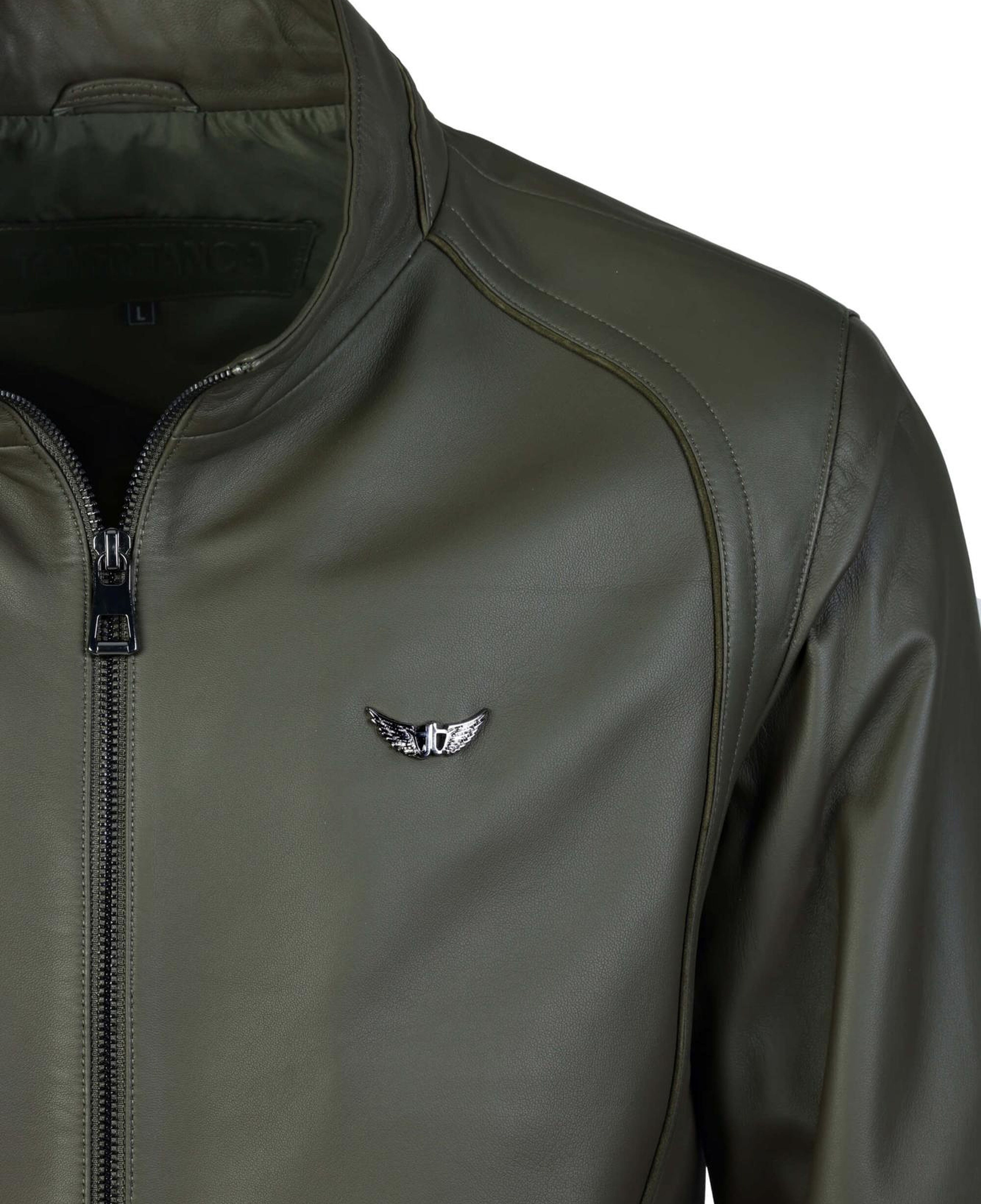 Tamer Tanca Erkek Hakiki Deri Yeşil Deri Mont