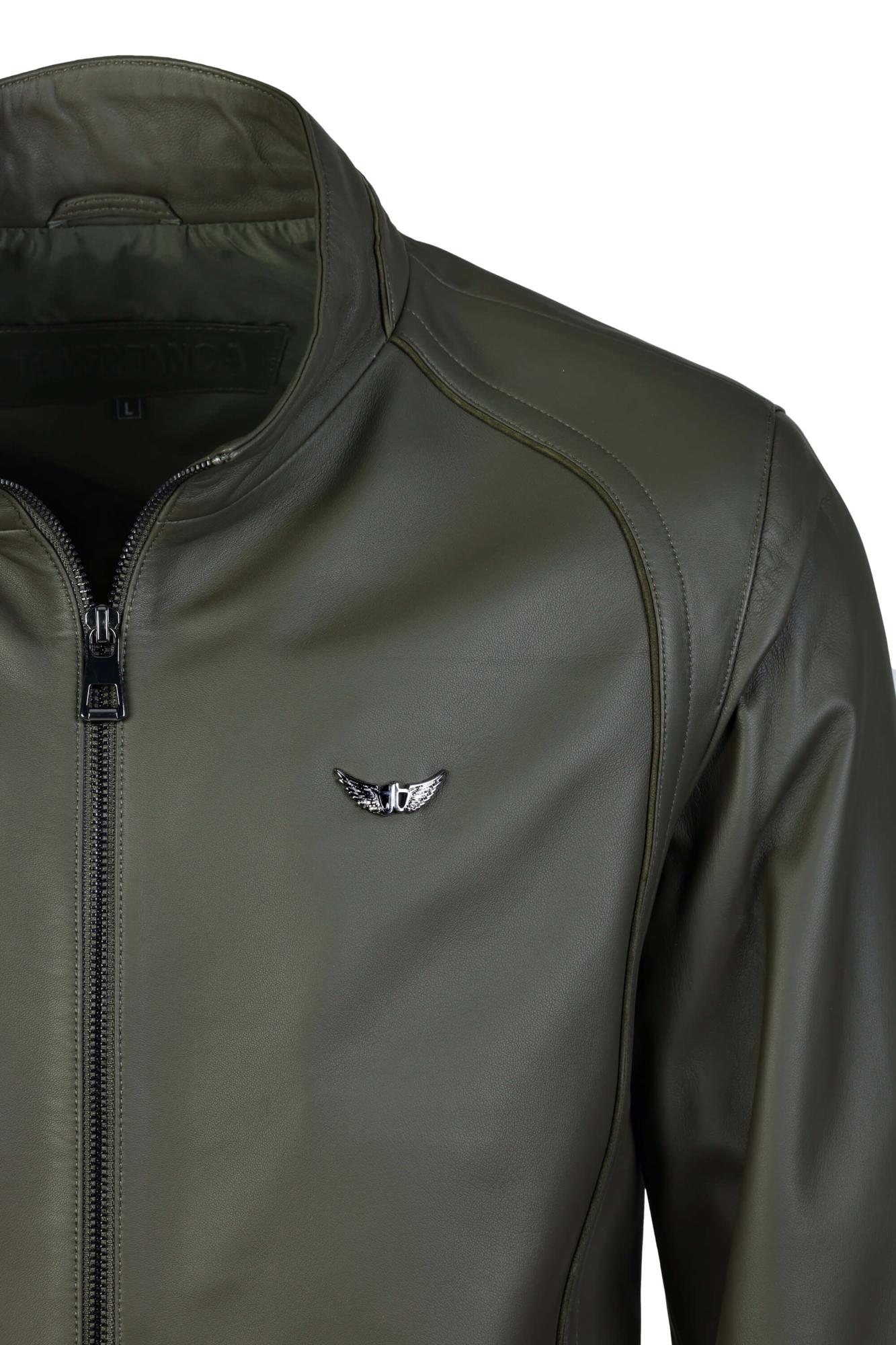 Tamer Tanca Erkek Hakiki Deri Yeşil Deri Mont