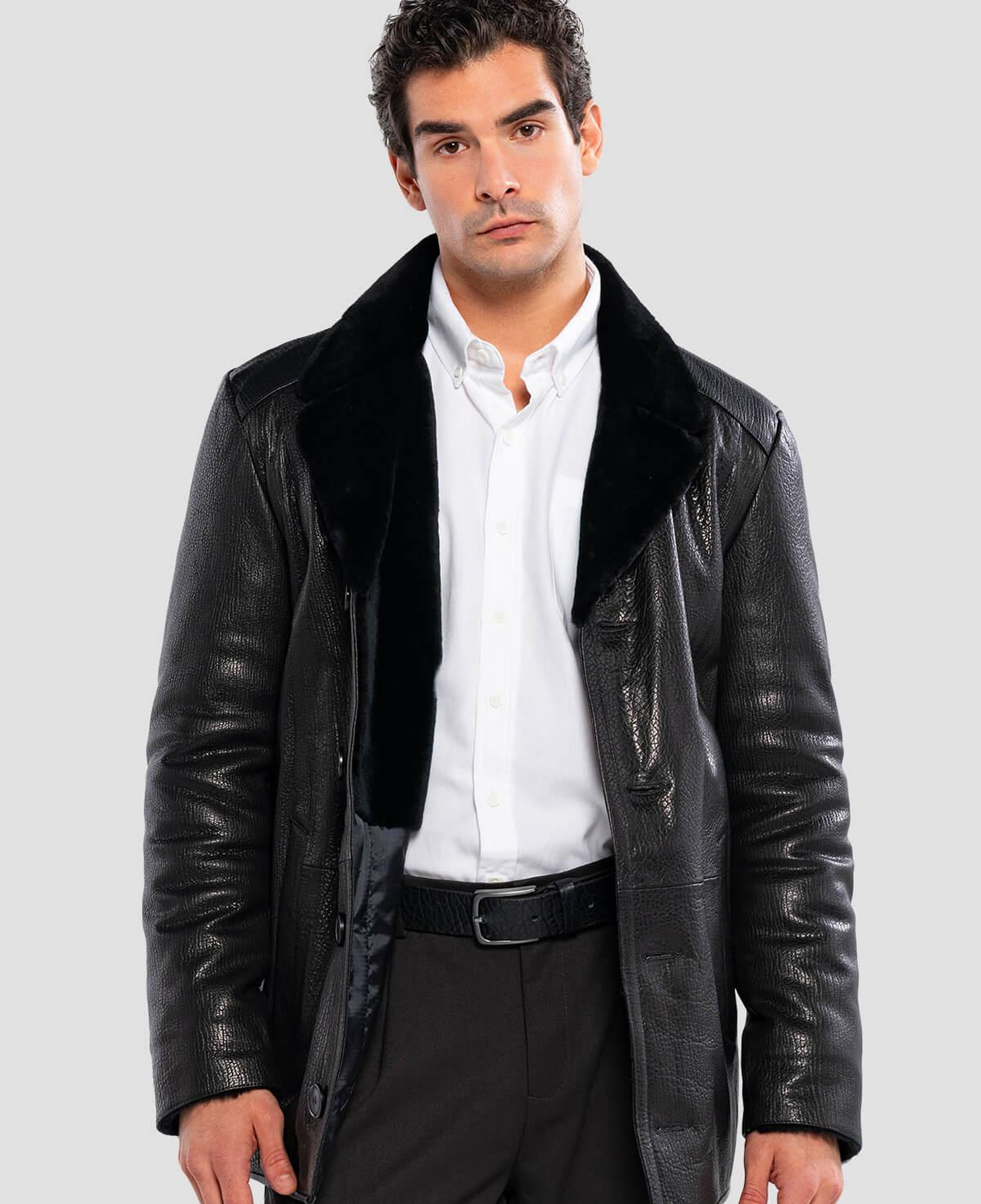 Tamer Tanca Erkek Hakiki Deri Siyah Jumbo Deri Mont