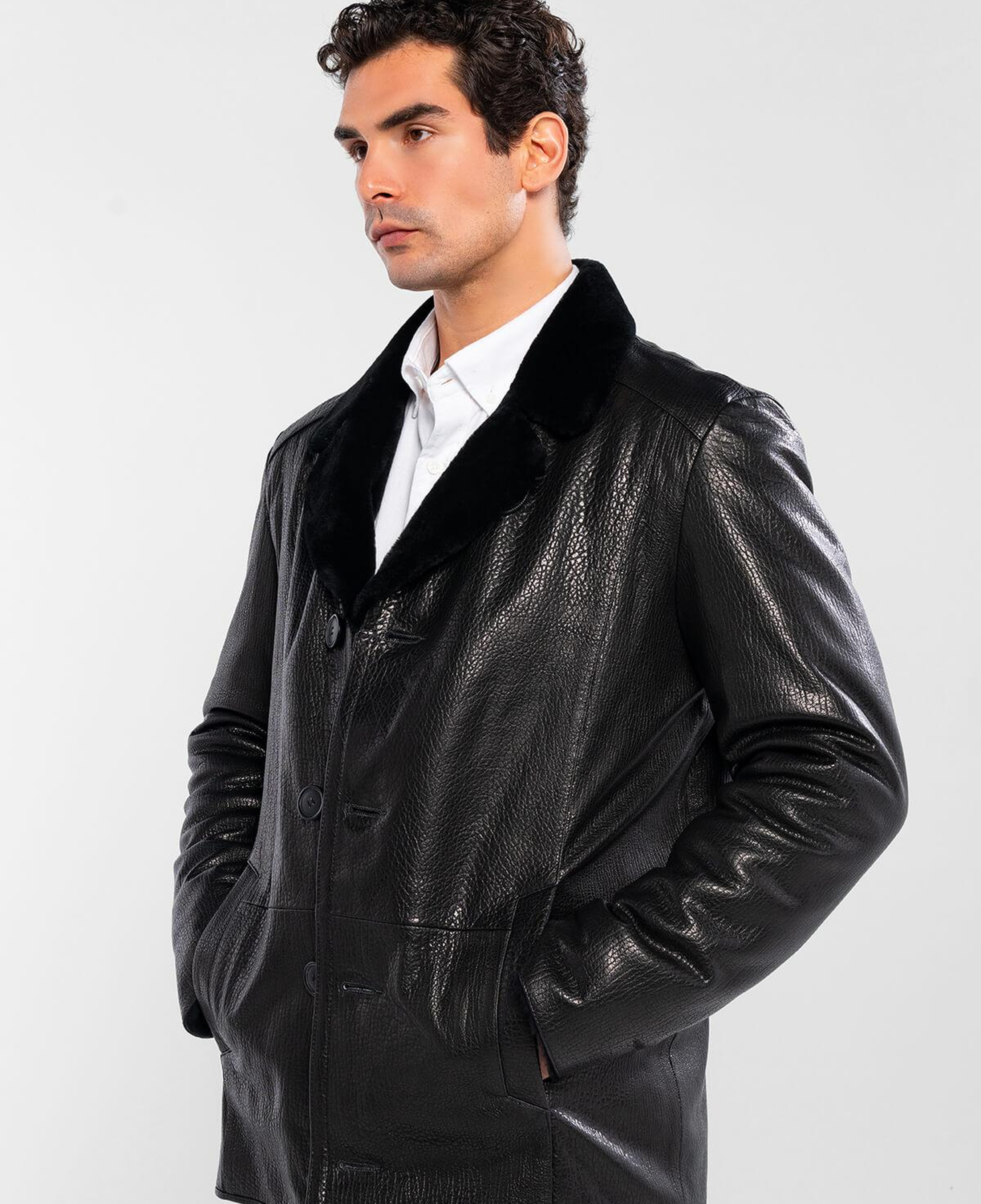 Tamer Tanca Erkek Hakiki Deri Siyah Jumbo Deri Mont