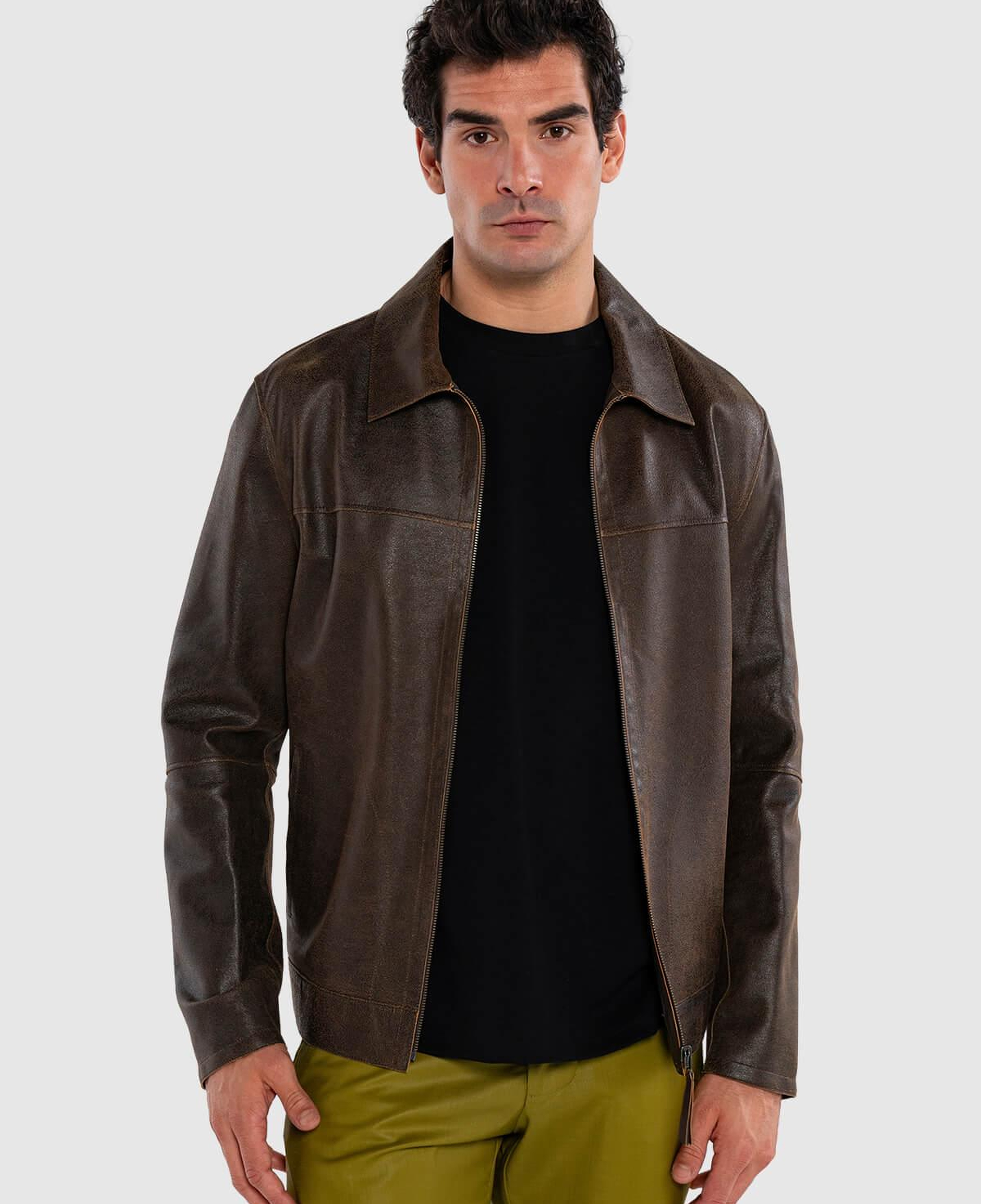 Tamer Tanca Erkek Hakiki Deri Kahverengi Deri Mont