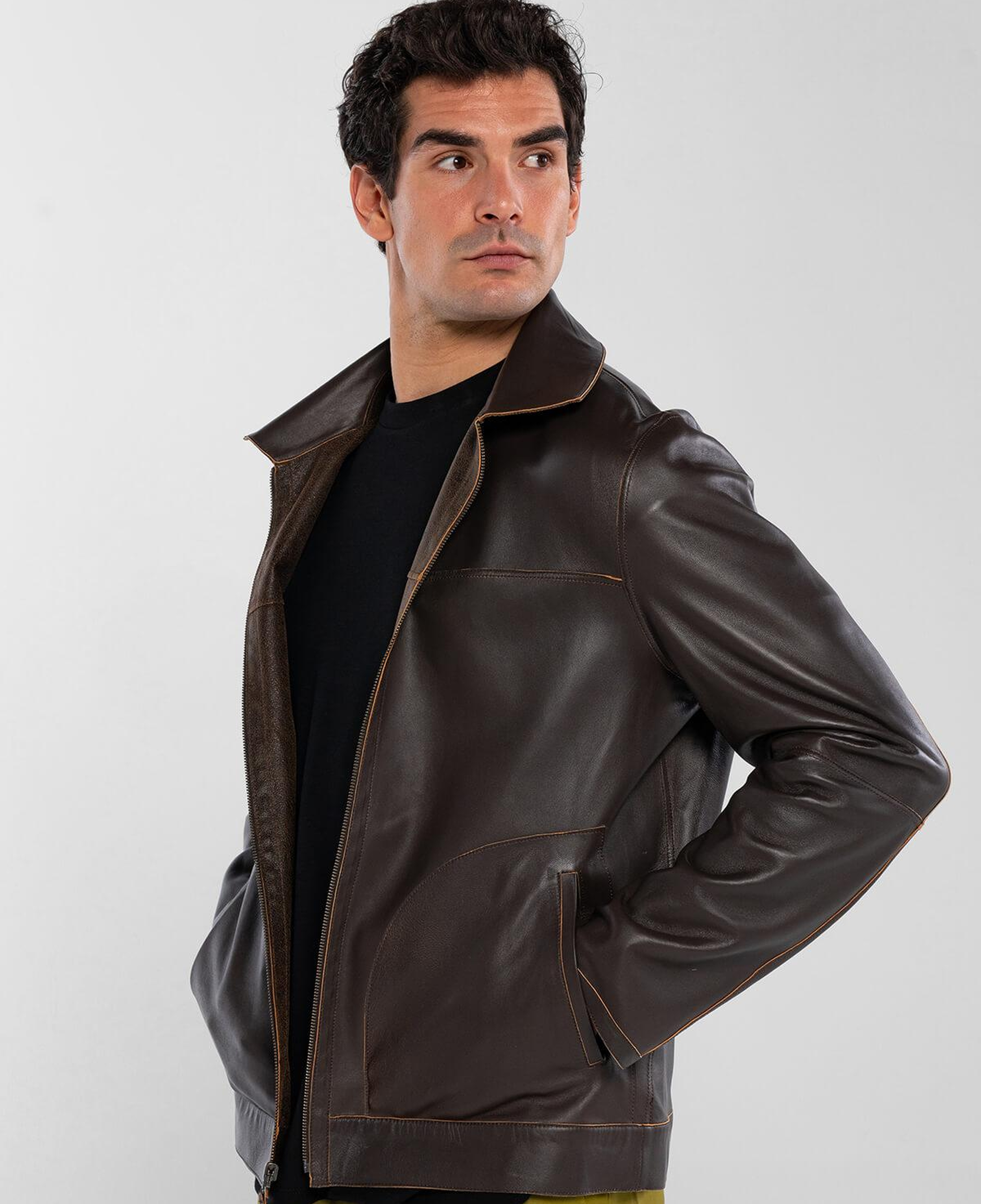 Tamer Tanca Erkek Hakiki Deri Kahverengi Deri Mont