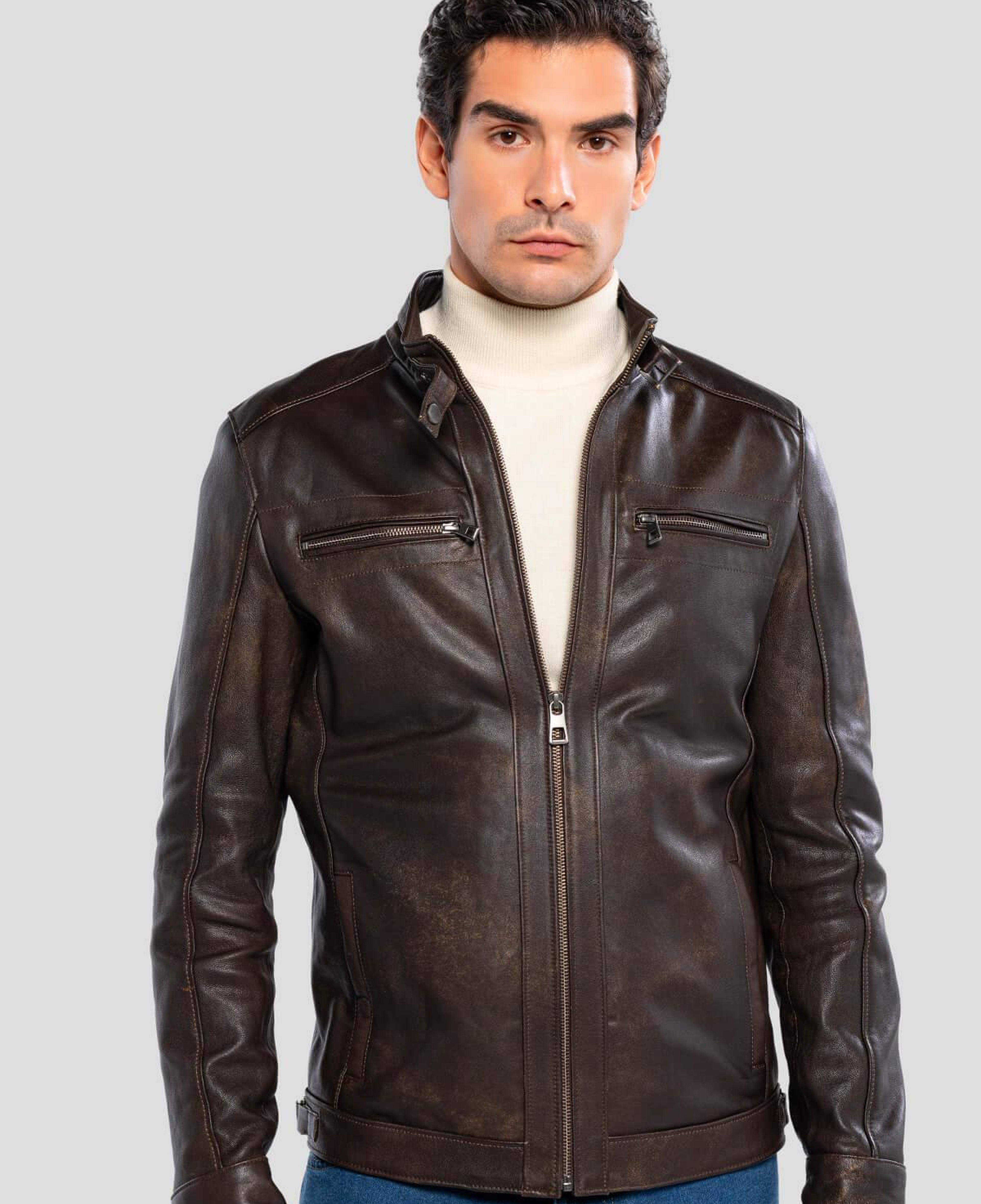 Tamer Tanca Erkek Hakiki Deri Viski Eskitme Deri Mont