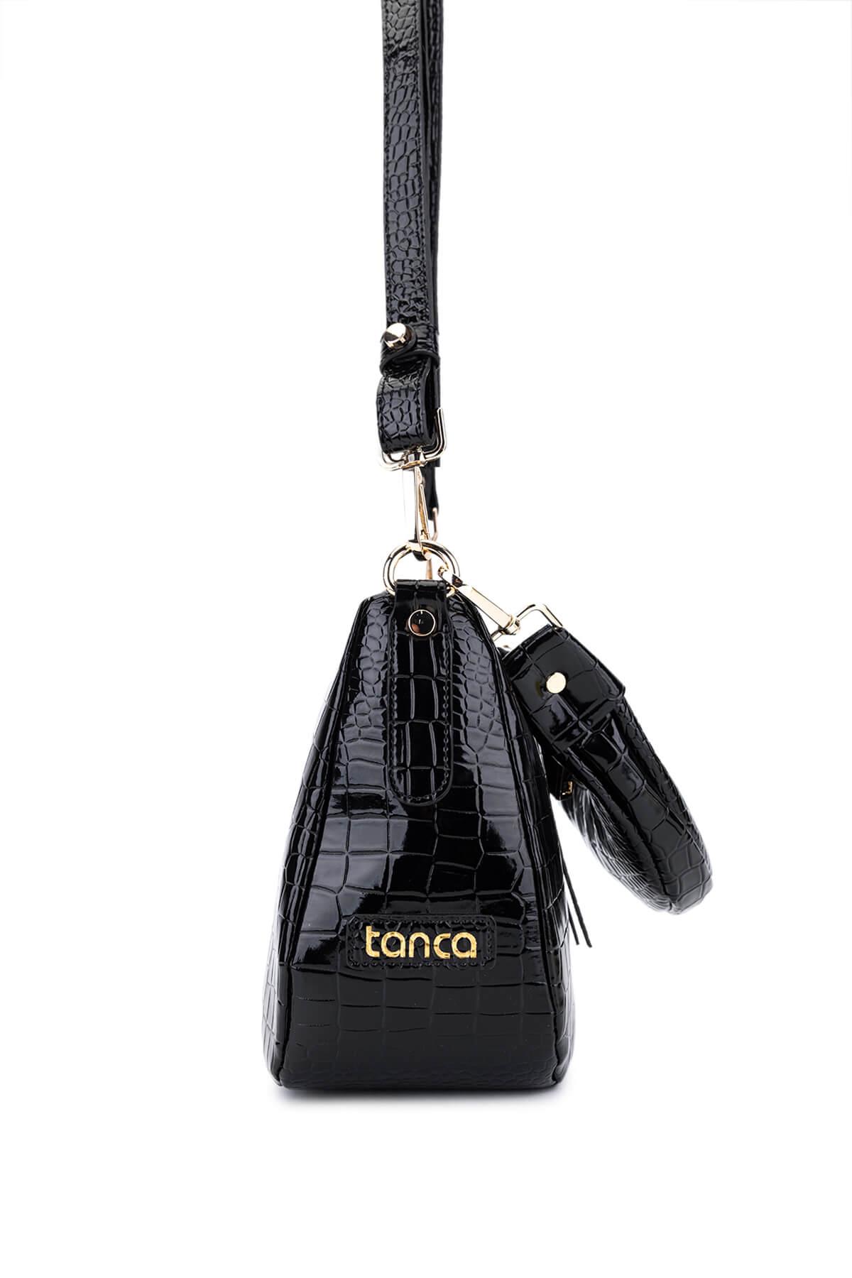 Tamer Tanca Kadın Suni Deri Siyah Kroko Omuz Çanta
