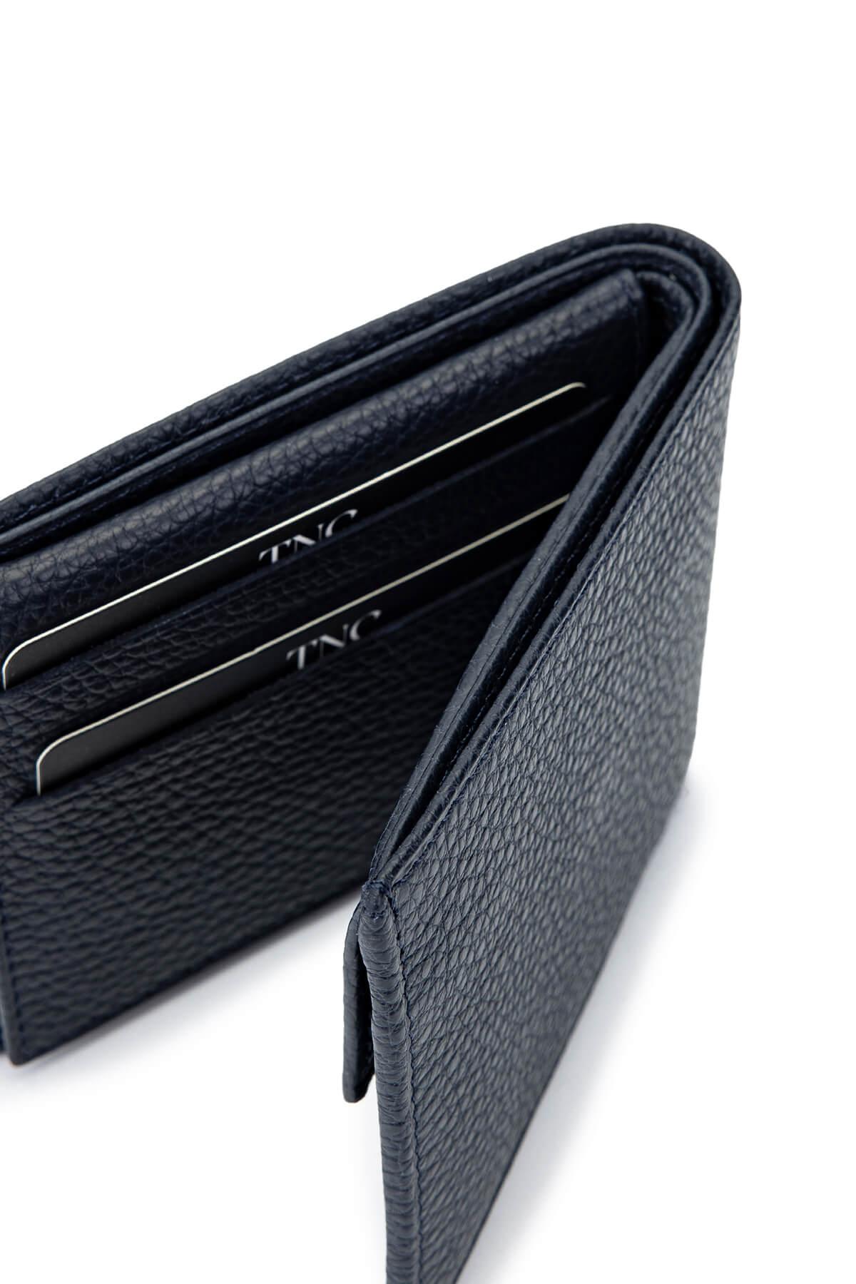 Tamer Tanca Erkek Hakiki Deri Lacivert Cüzdan Cuzdan