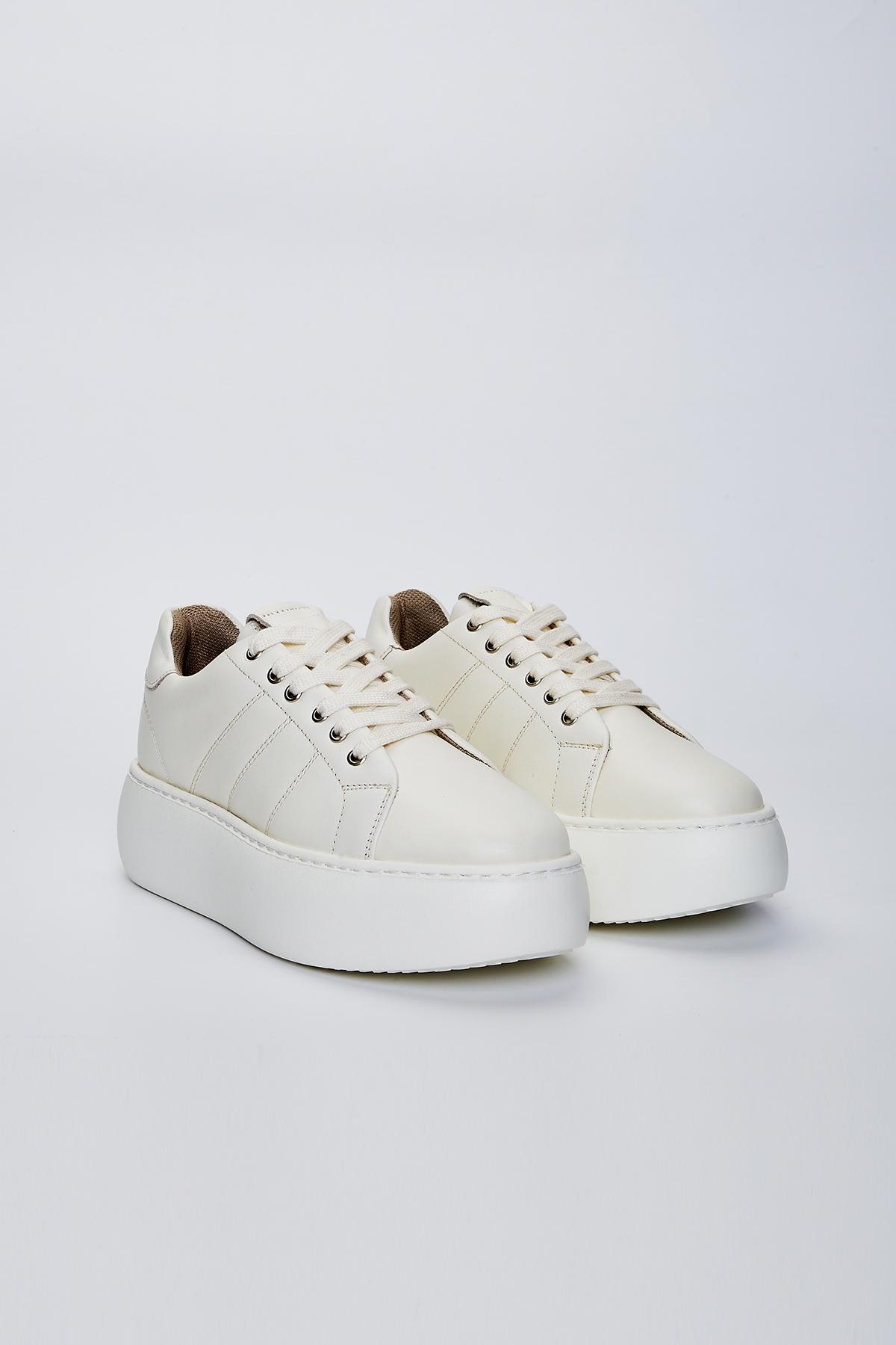 Valmenti Kadın Hakiki Deri Ekru Sneakers & Spor Ayakkabı