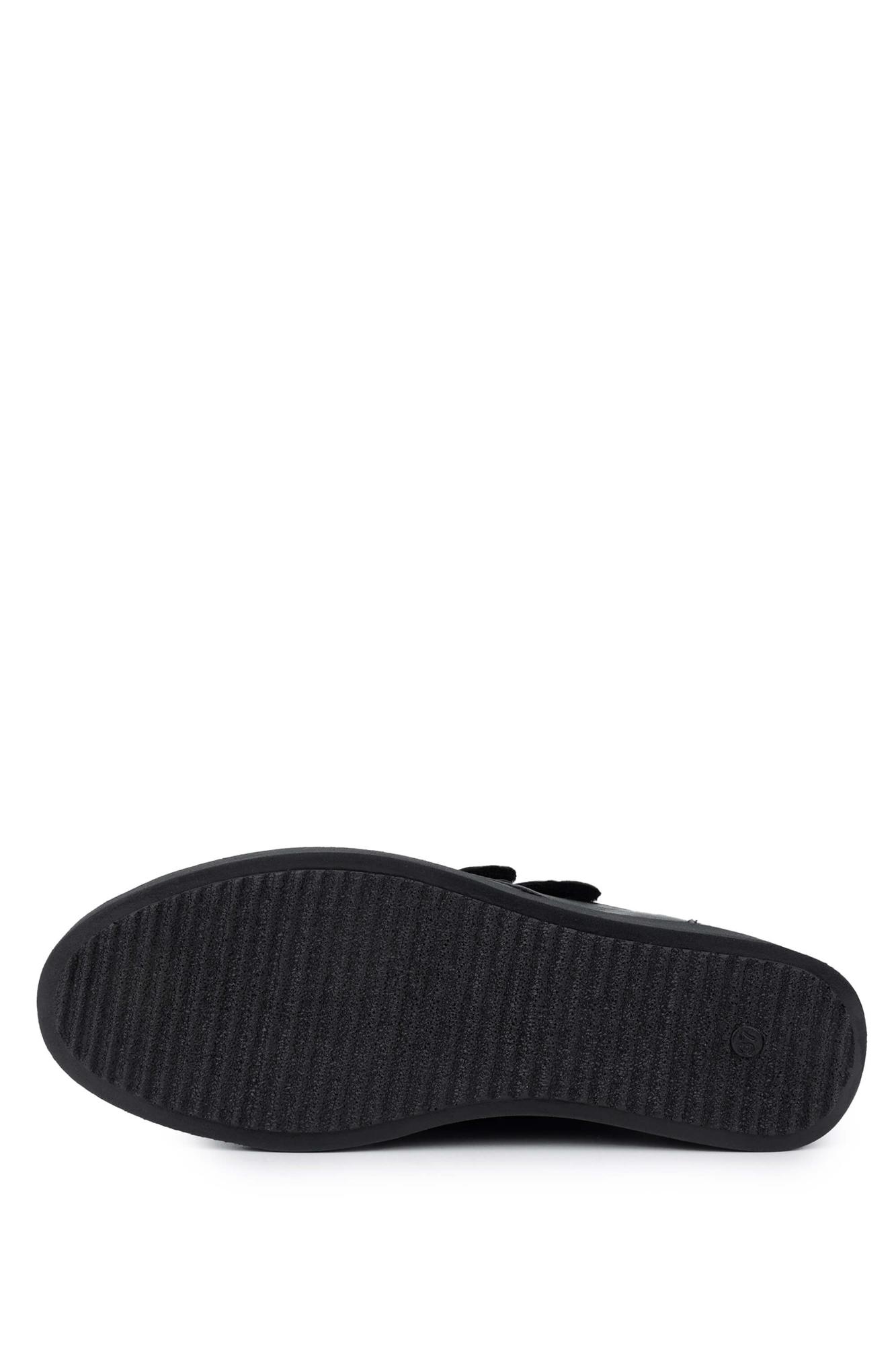 Tamer Tanca Kadın Hakiki Deri Siyah Rugan Casual Ayakkabı