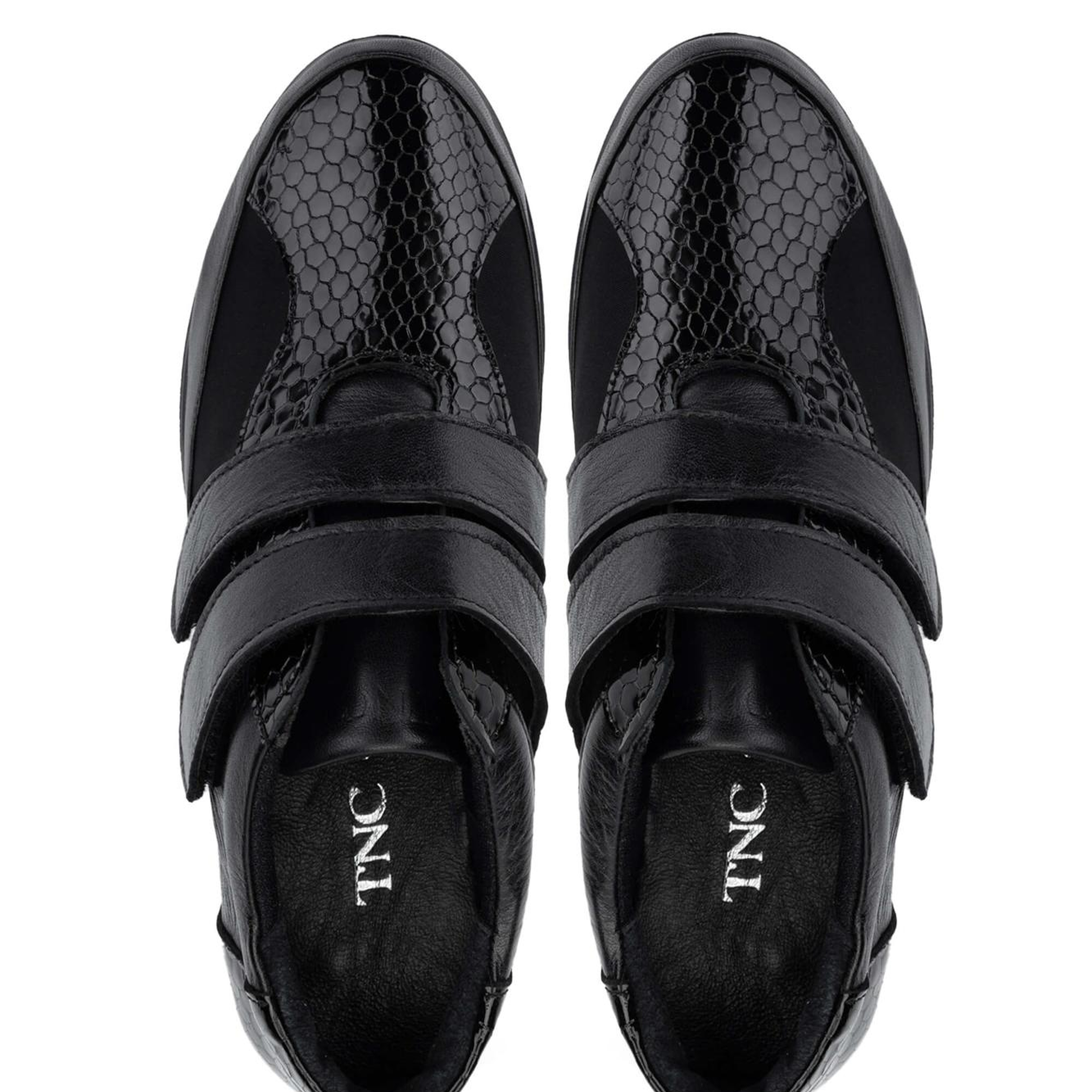 Tamer Tanca Kadın Hakiki Deri Siyah Rugan Casual Ayakkabı