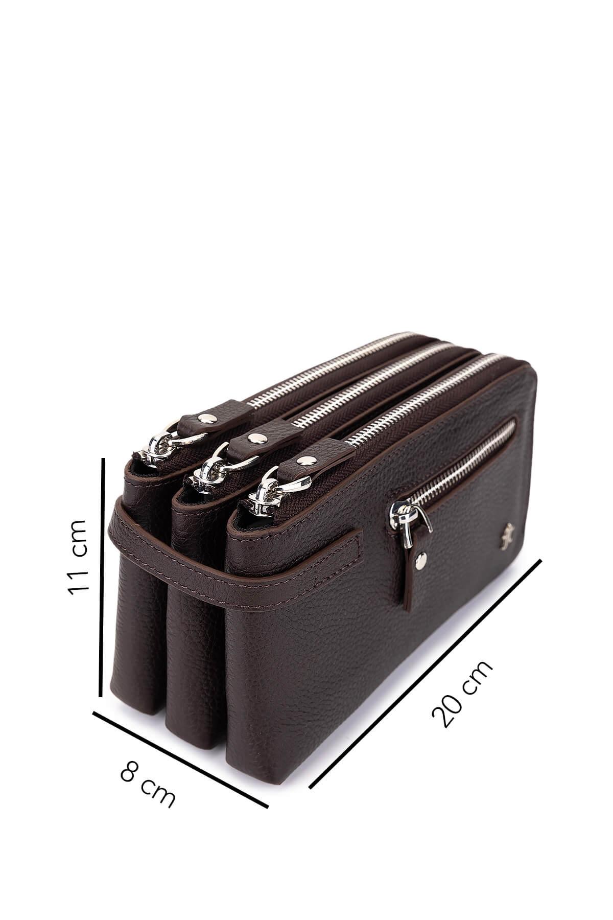 Tamer Tanca Erkek Hakiki Deri Kahverengi El Çantası