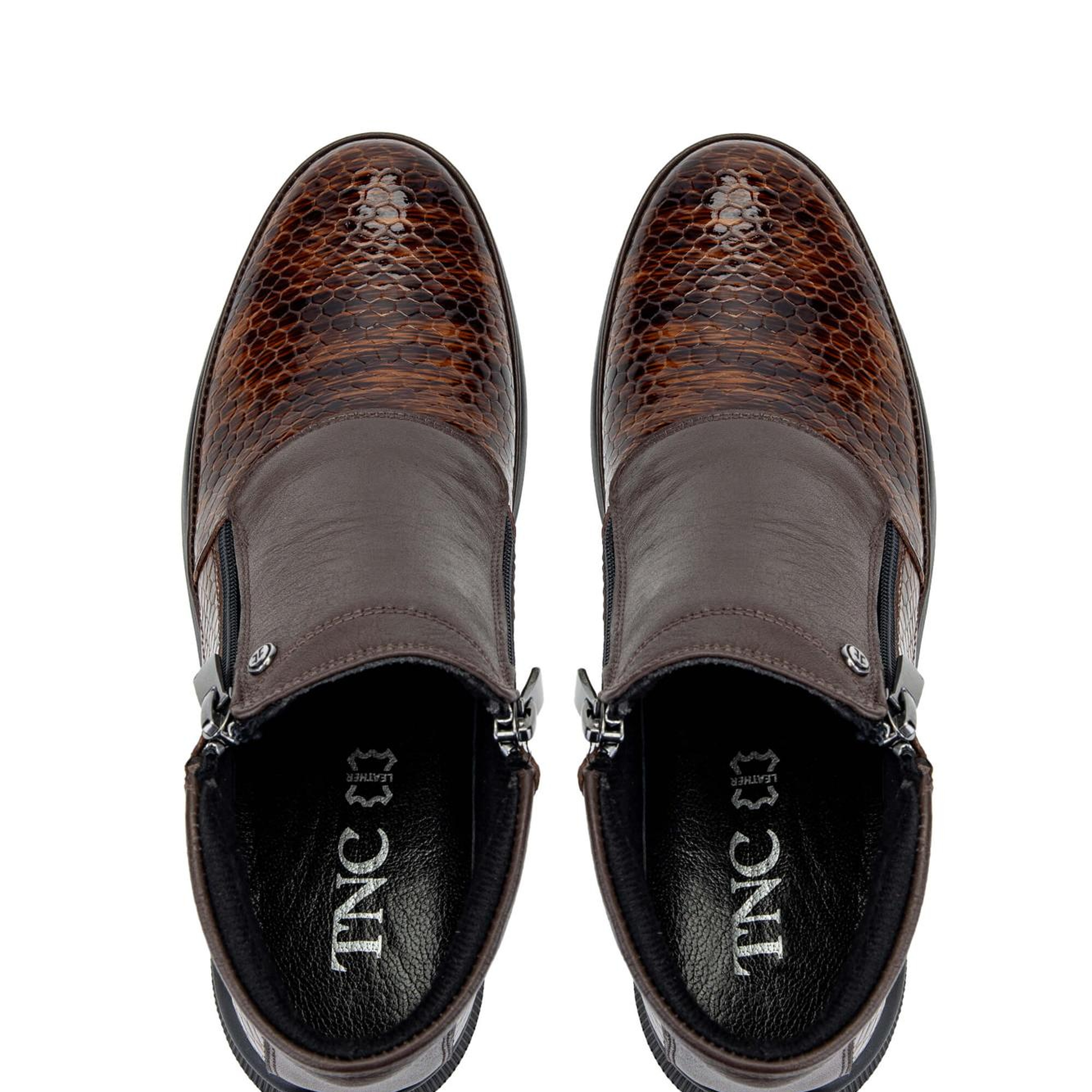 Tamer Tanca Kadın Hakiki Deri Kahverengi Kroko Casual Bot