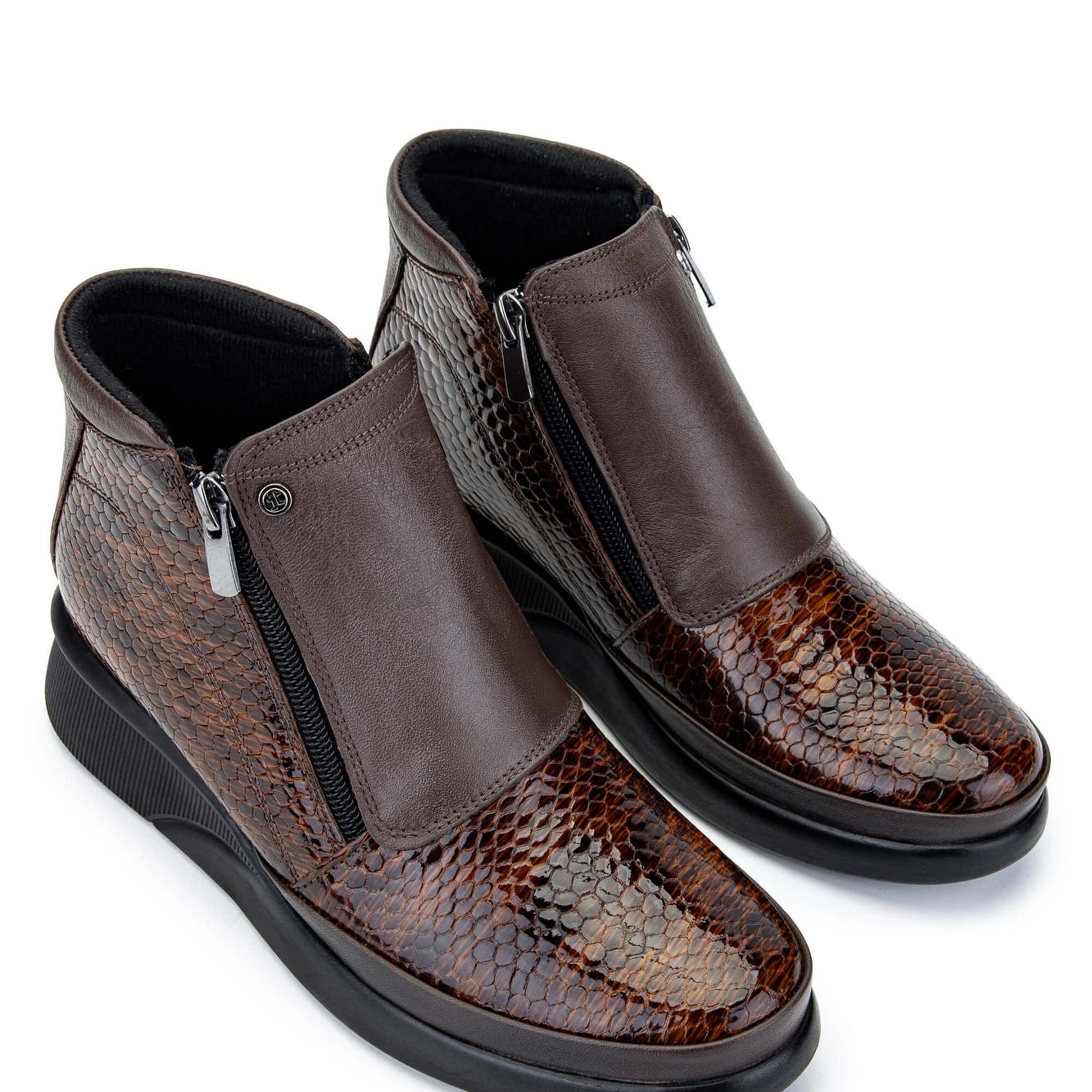 Tamer Tanca Kadın Hakiki Deri Kahverengi Kroko Casual Bot