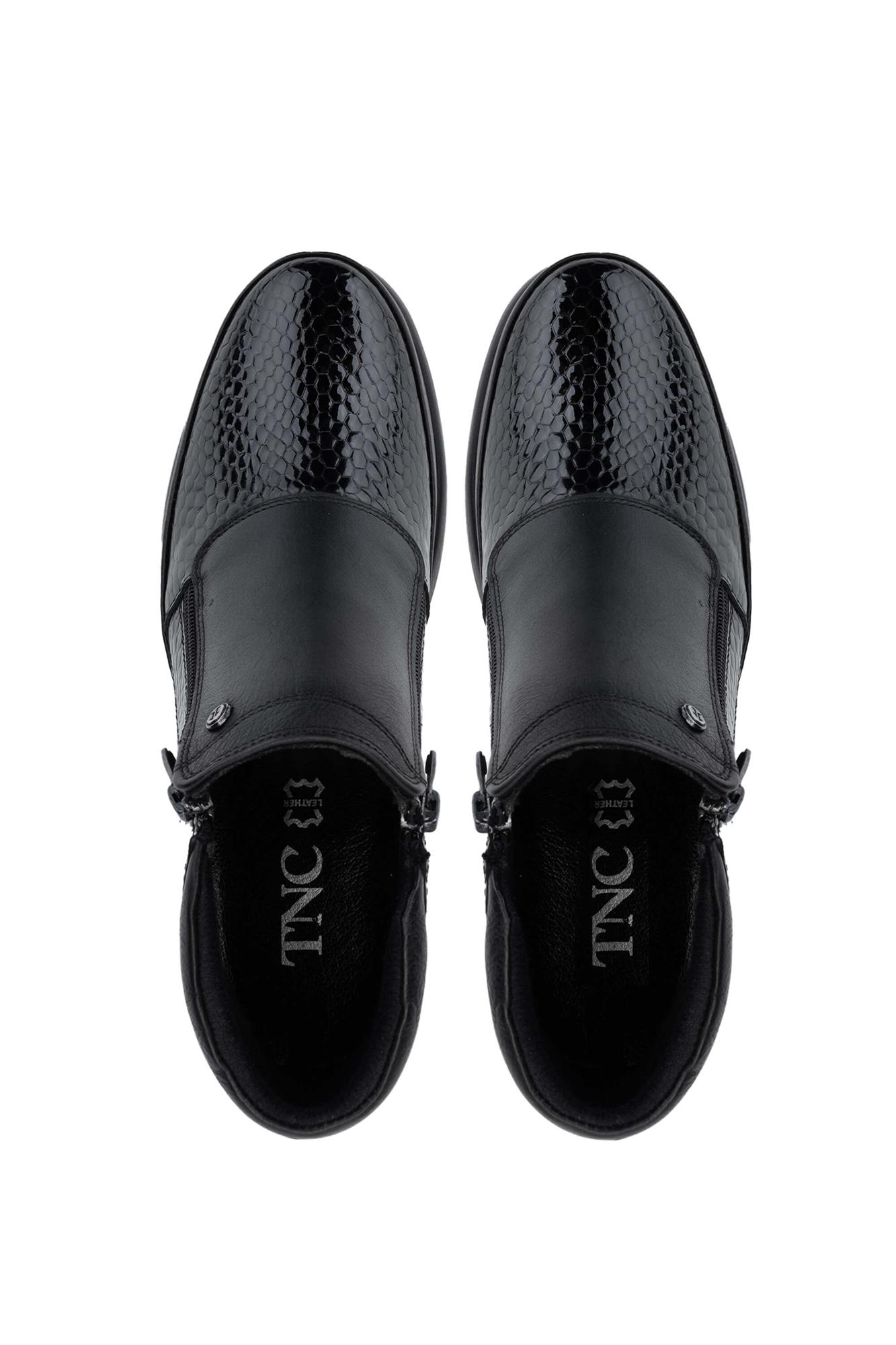 Tamer Tanca Kadın Hakiki Deri Siyah Kroko Casual Bot