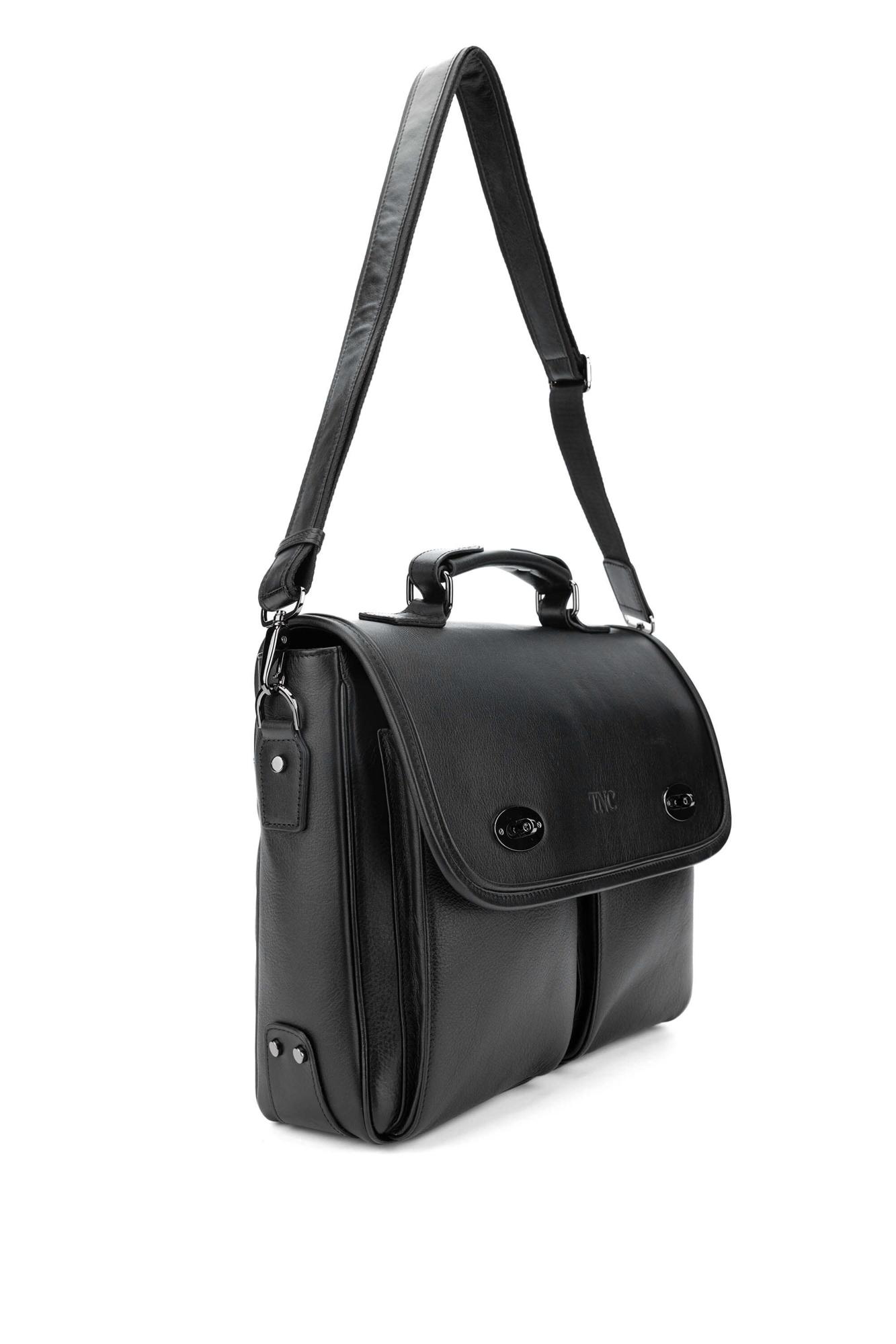 Tamer Tanca Erkek Hakiki Deri Siyah Evrak Çantası