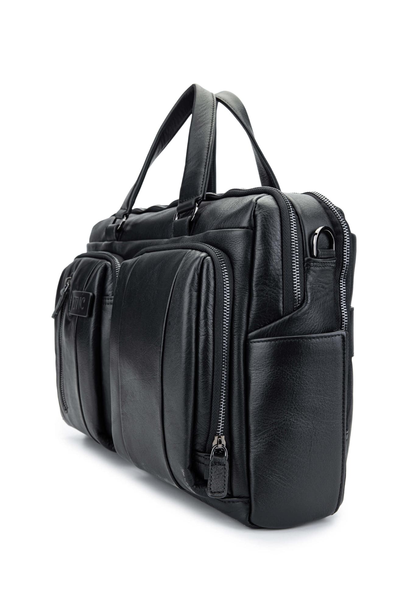 Tamer Tanca Erkek Hakiki Deri Siyah Evrak Çantası