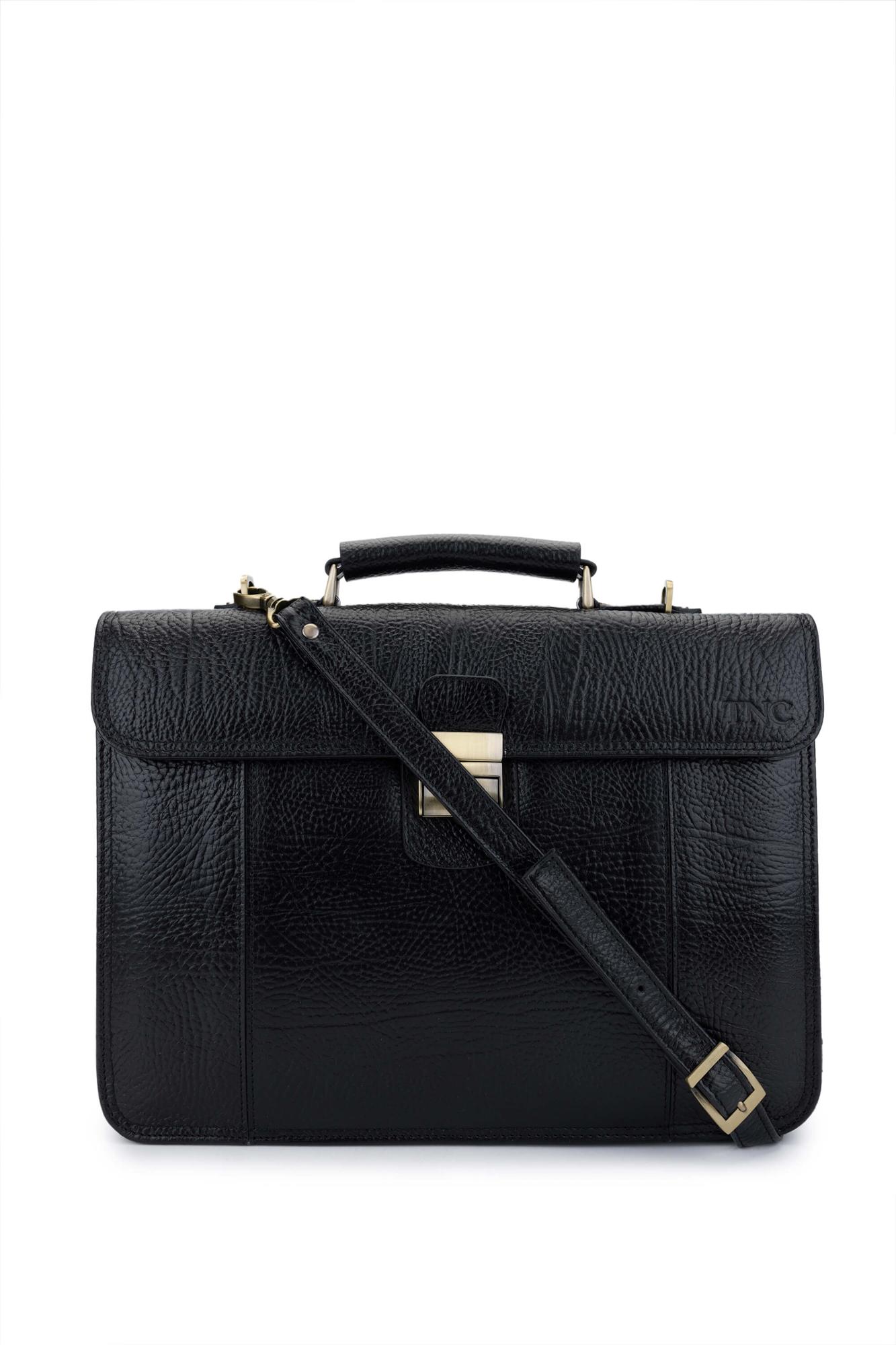 Tamer Tanca Erkek Hakiki Deri Siyah Evrak Çantası