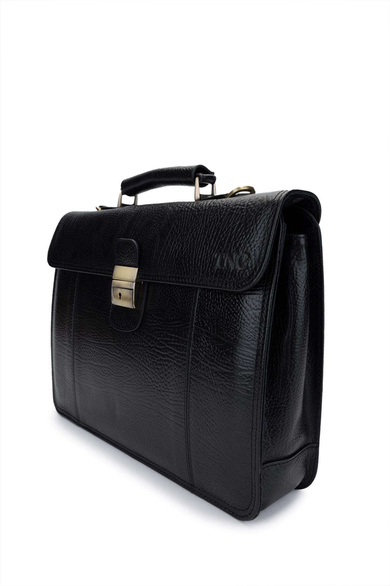 Tamer Tanca Erkek Hakiki Deri Siyah Evrak Çantası