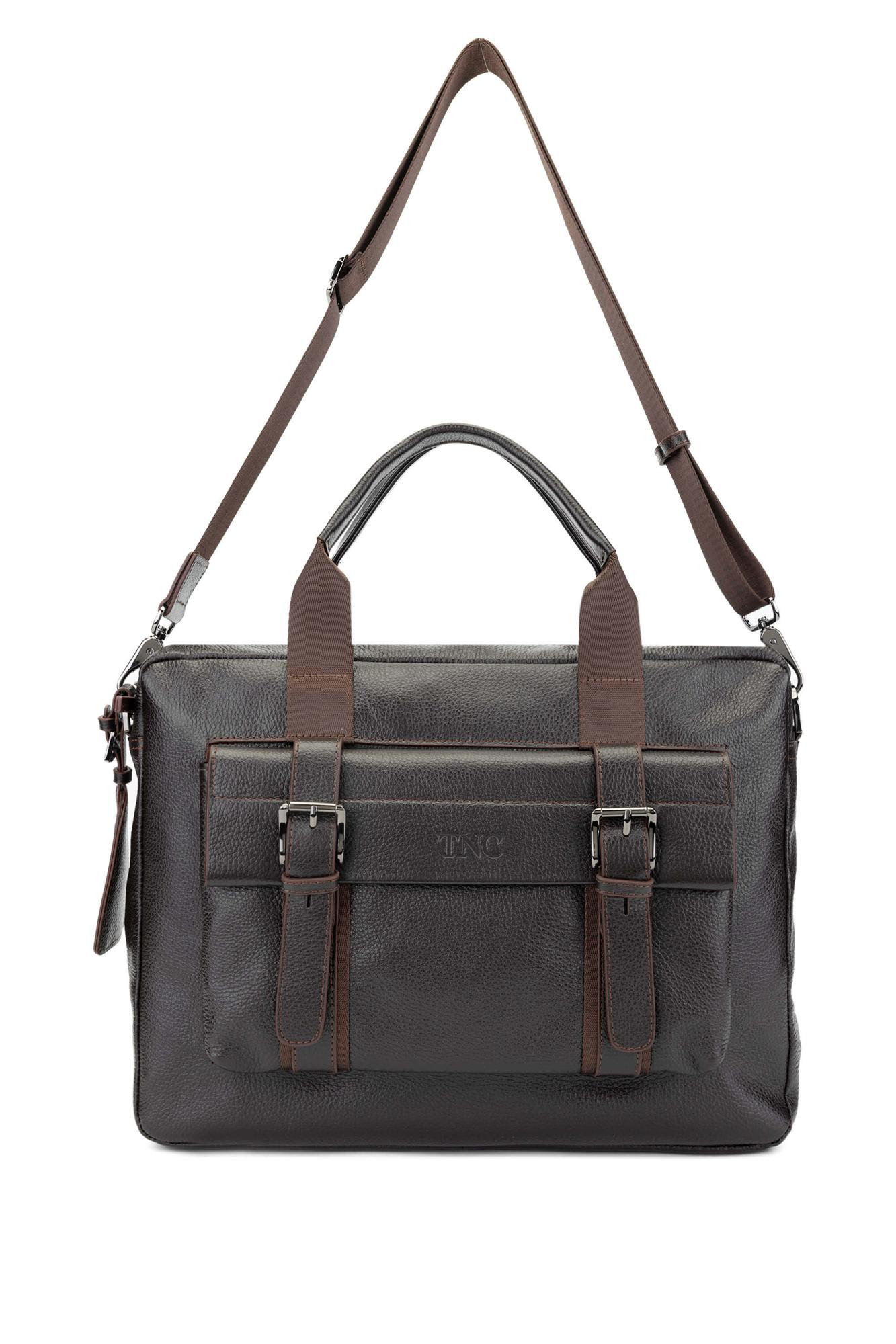 Tamer Tanca Erkek Hakiki Deri Kahverengi Floter Evrak Çantası