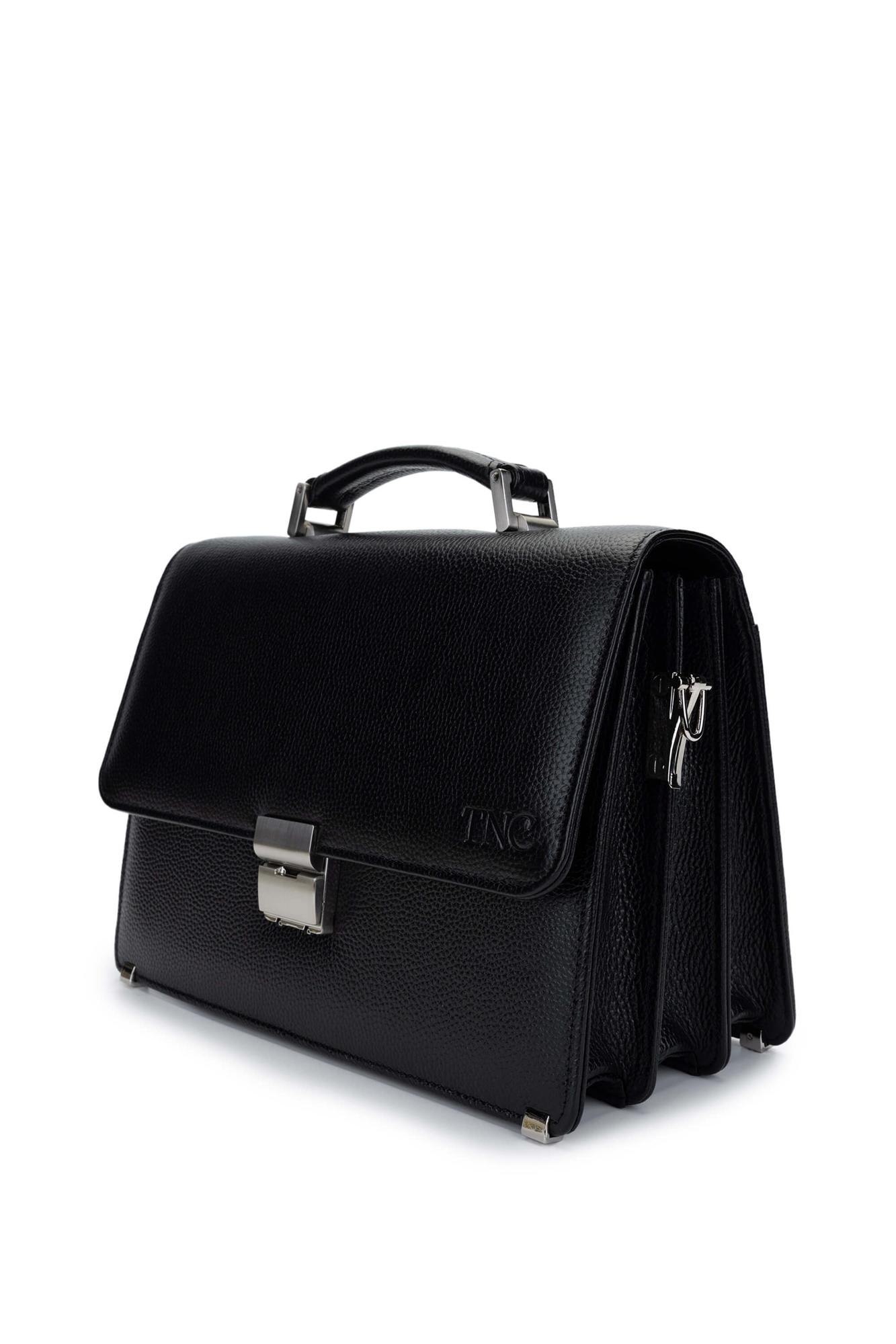 Tamer Tanca Erkek Hakiki Deri Siyah Floter Evrak Çantası