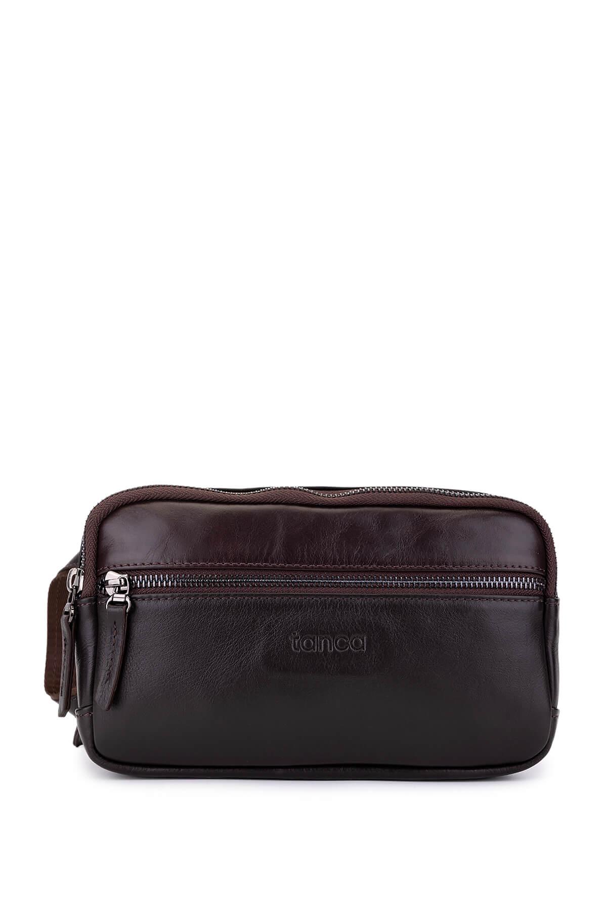 Tamer Tanca Erkek Hakiki Deri Kahverengi El Çantası