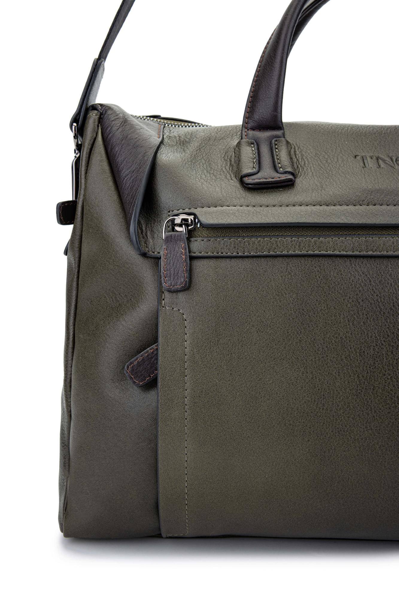 Tamer Tanca Erkek Hakiki Deri Yeşil Evrak Çantası