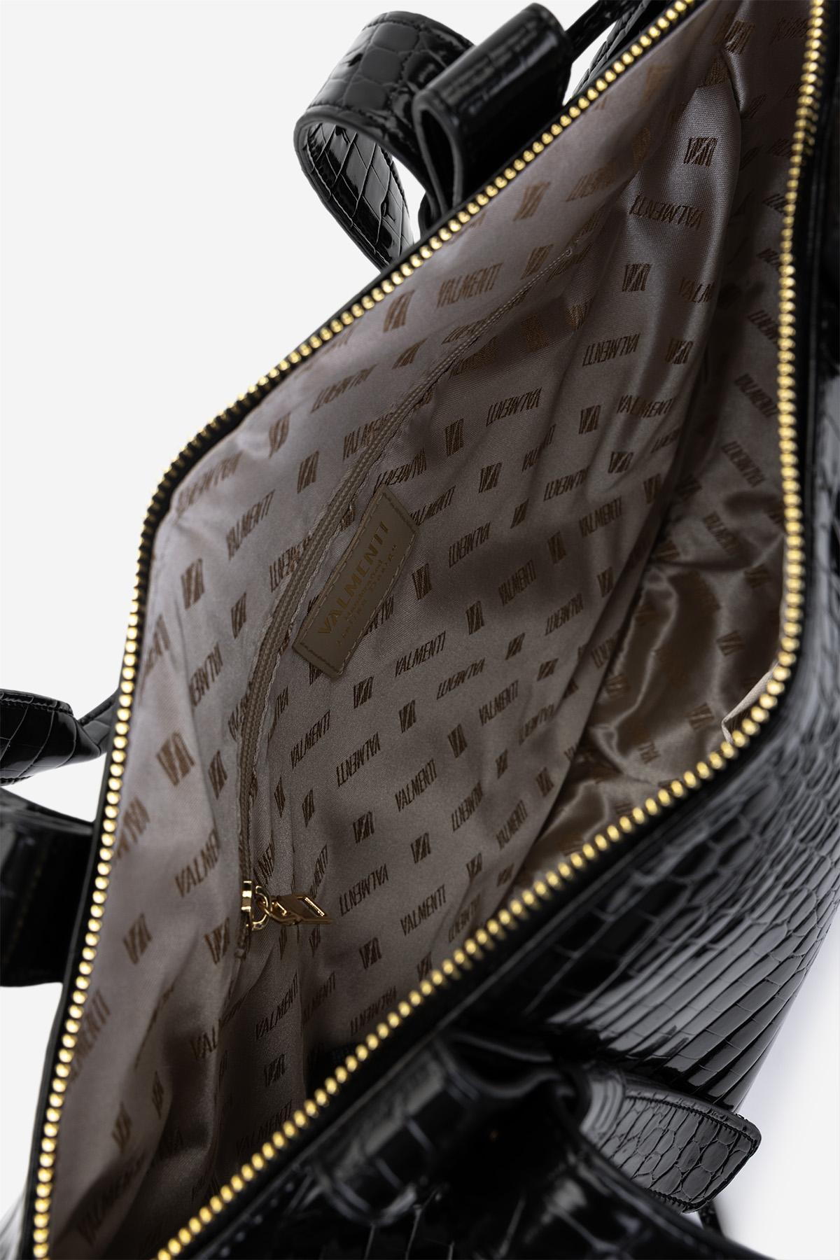 Valmenti Kadın Suni Deri Siyah Kroko Omuz Çanta