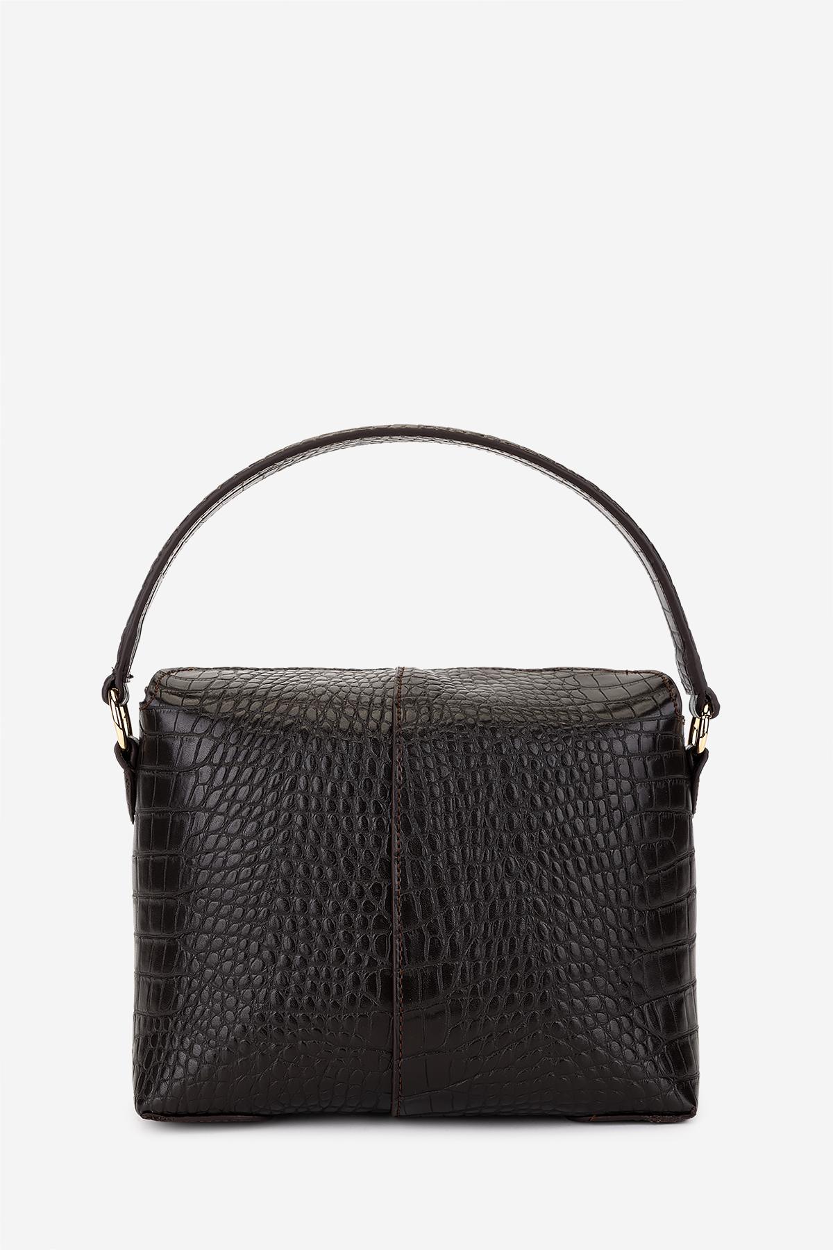 Valmenti Kadın Suni Deri Kahverengi Kroko Omuz Çanta