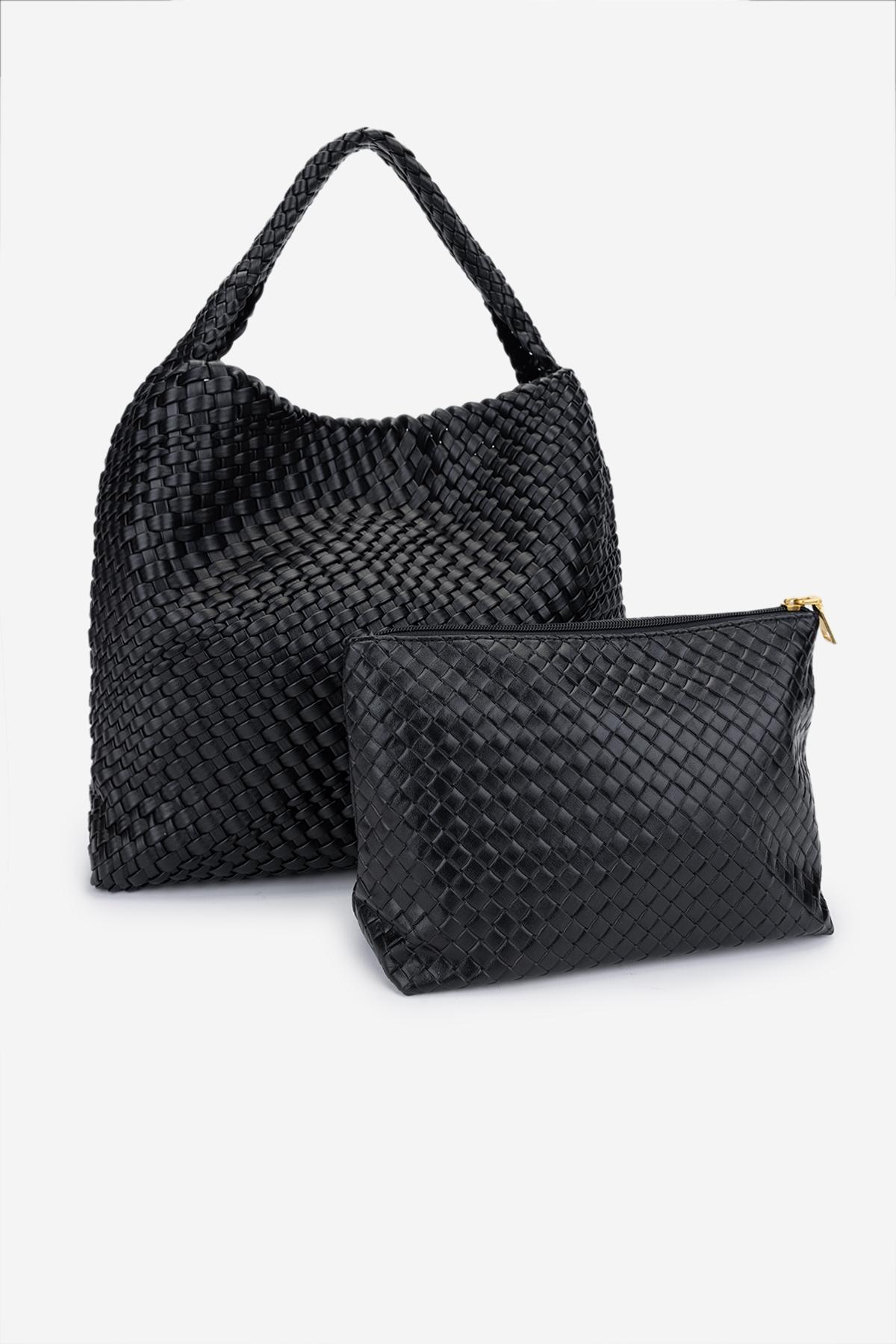 Valmenti Kadın Suni Deri Siyah Omuz Çanta