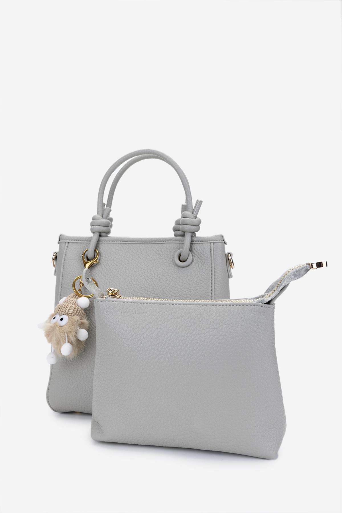 Valmenti Kadın Suni Deri Gri Omuz Çanta