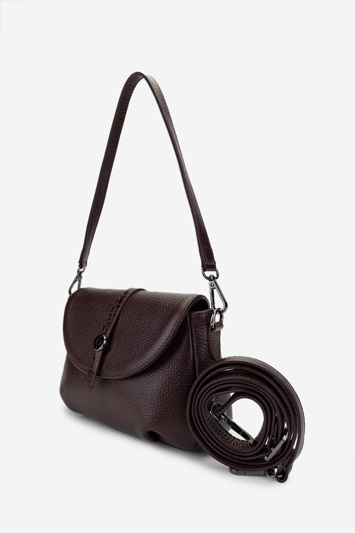 Valmenti Kadın Hakiki Deri Bordo Kol Çantası