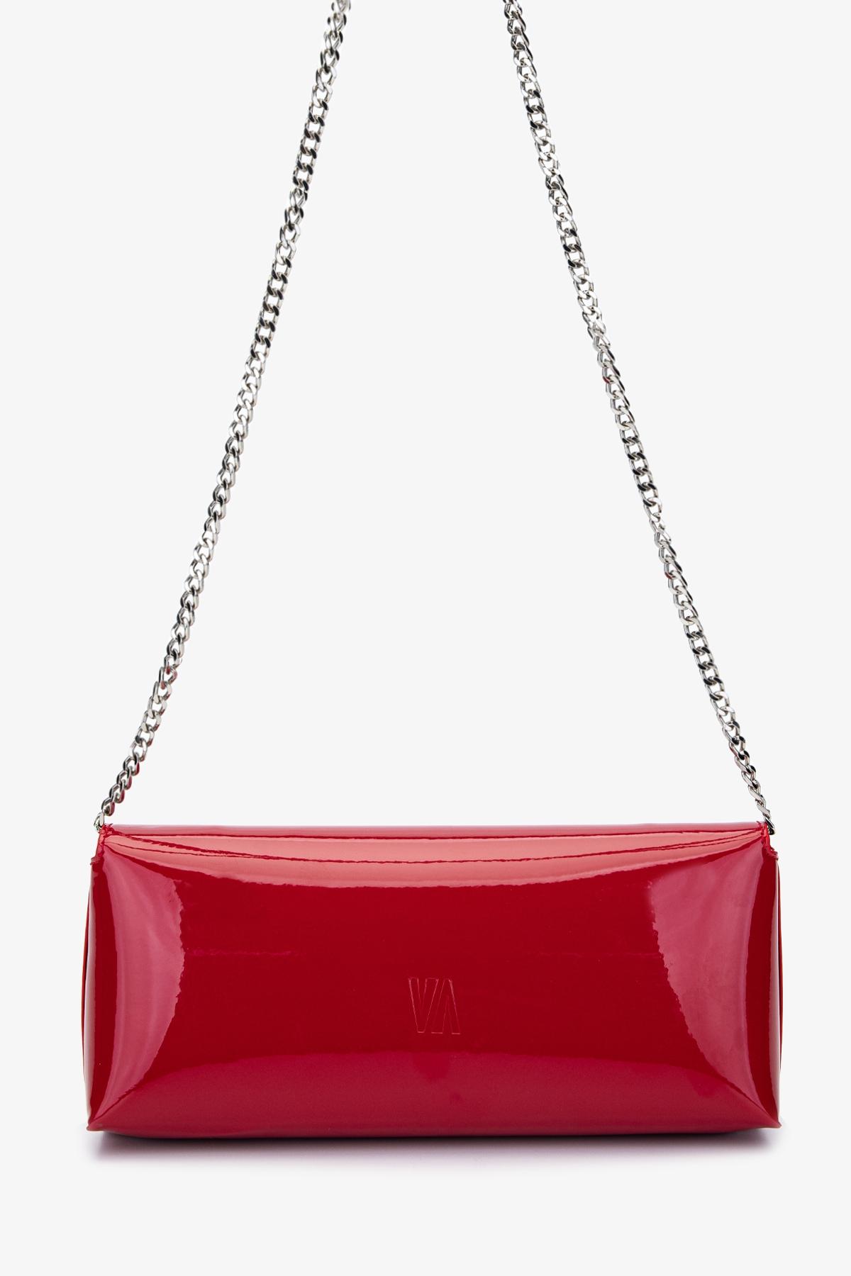 Valmenti Kadın Suni Deri Kırmızı Rugan Abiye Çanta