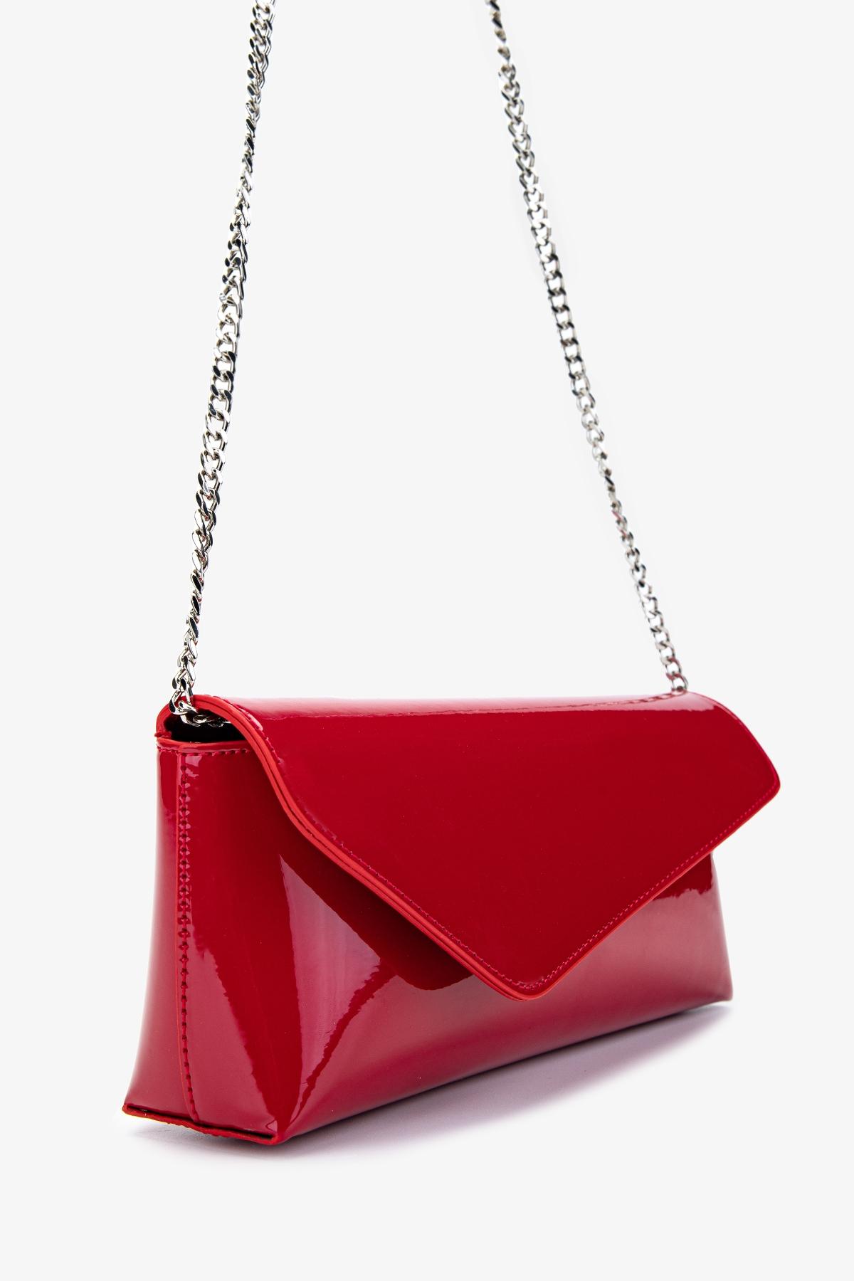 Valmenti Kadın Suni Deri Kırmızı Rugan Abiye Çanta